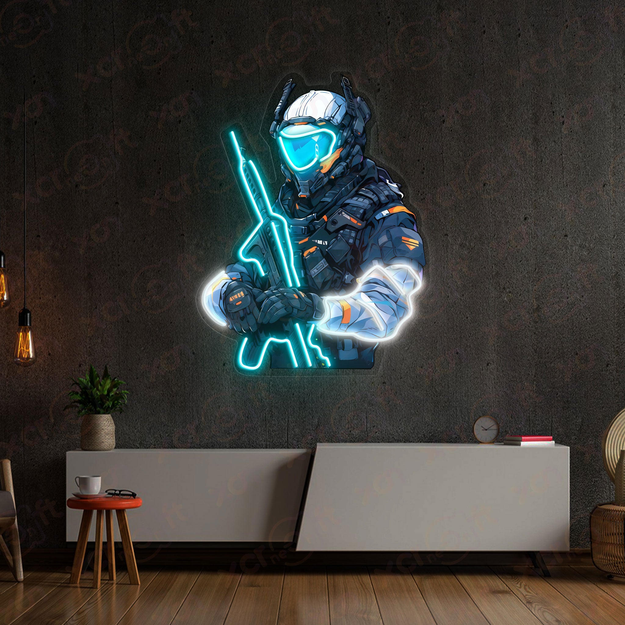 Futuristic Soldier Neon Signs Decoration