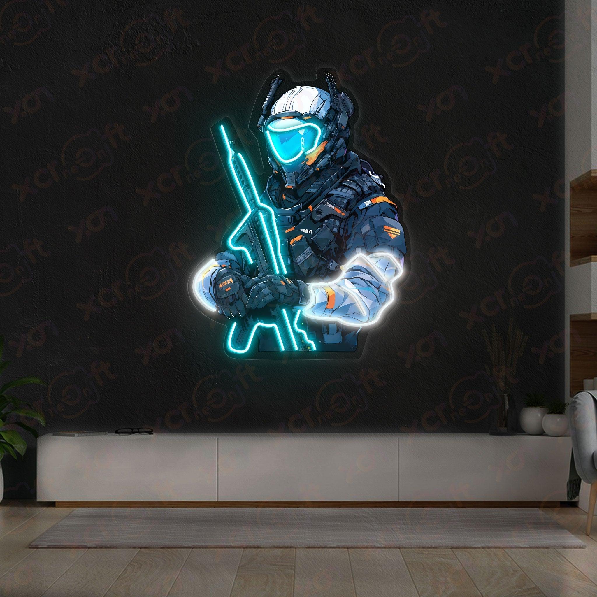 Futuristic Soldier Neon Signs Decoration