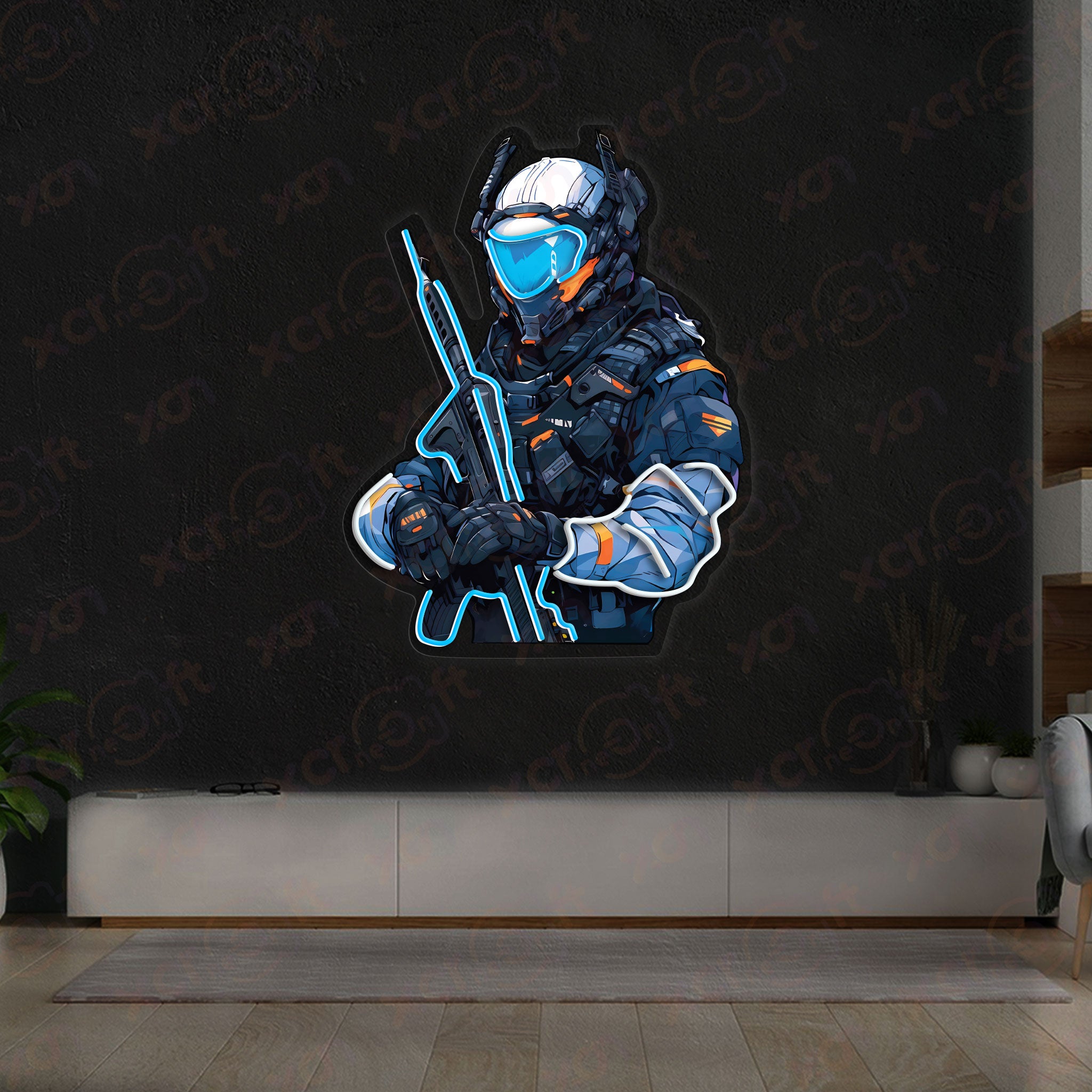 Futuristic Soldier Neon Signs Decoration