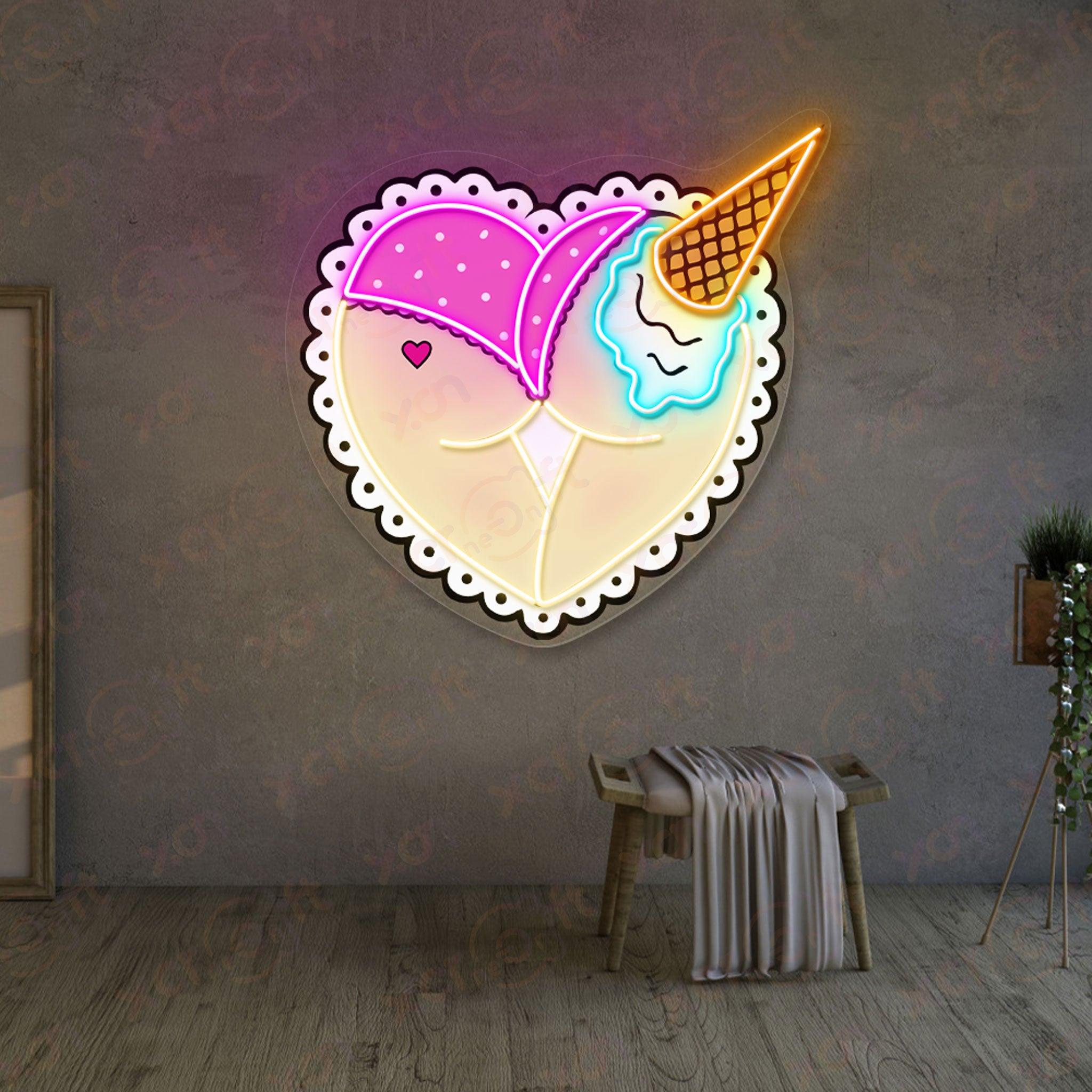 Ice Cream Booty Neon Wall Art