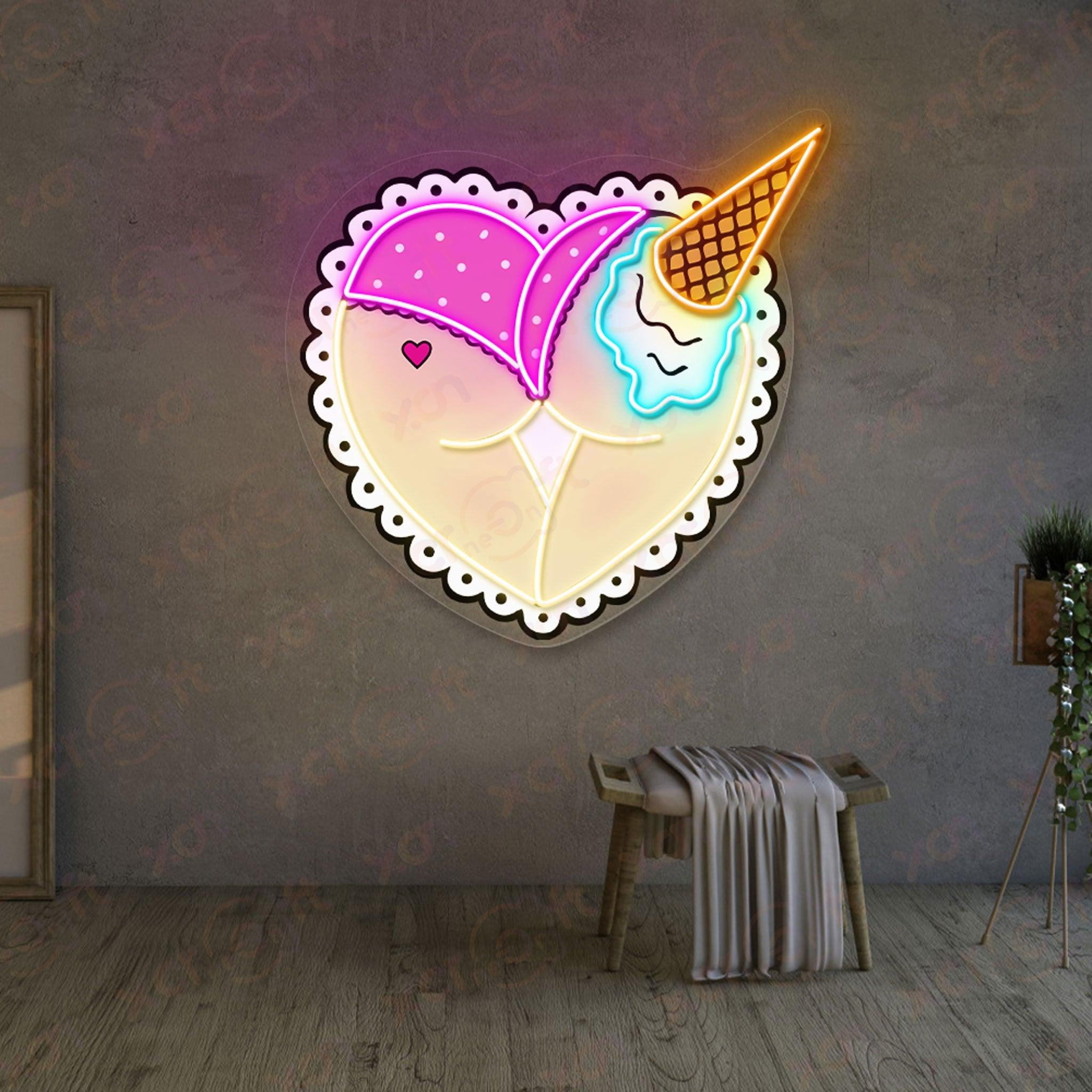 Ice Cream Booty Neon Wall Art