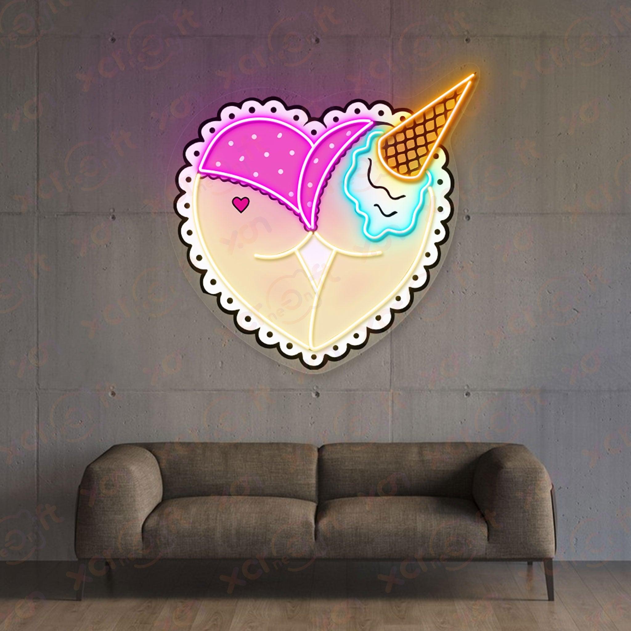 Ice Cream Booty Neon Wall Art