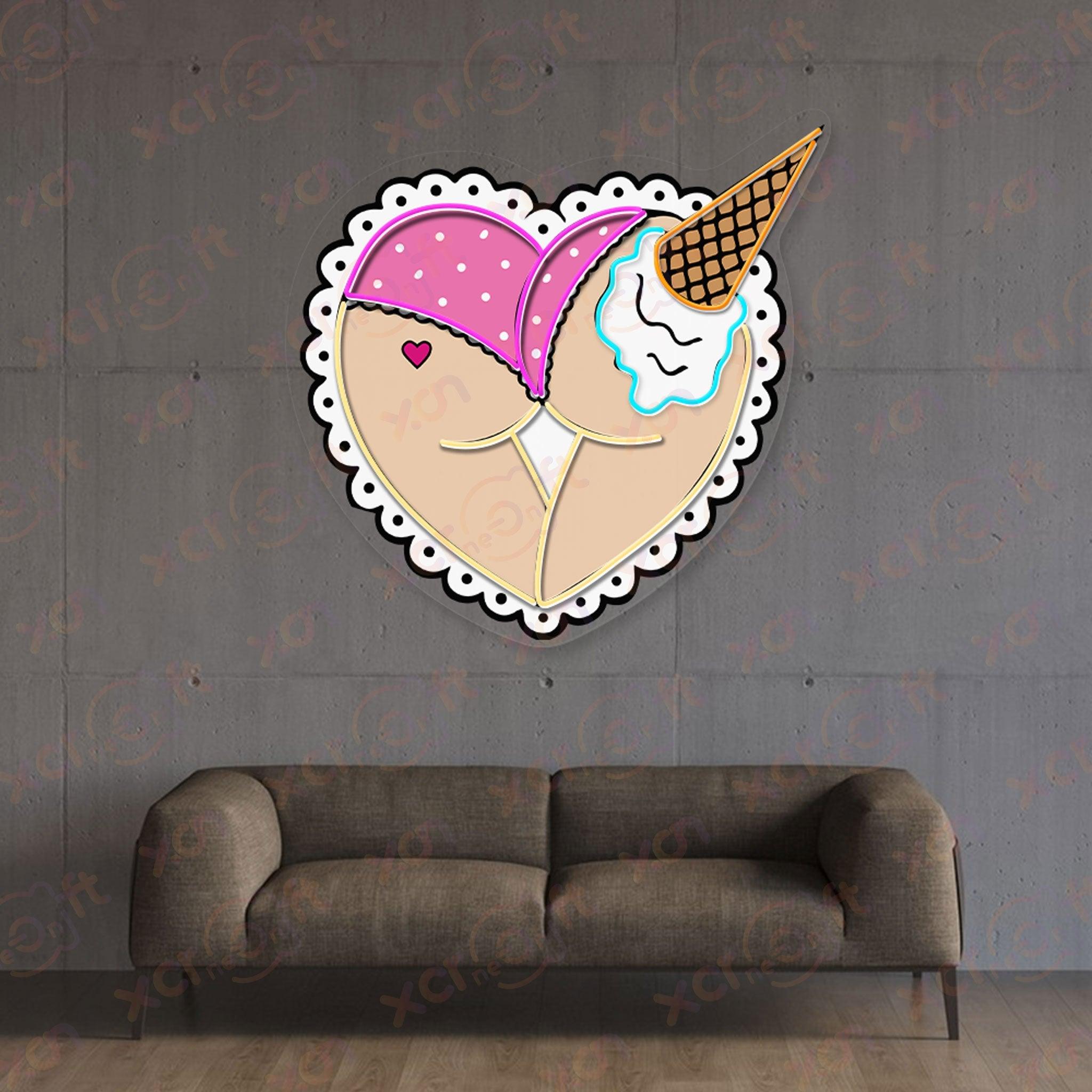 Ice Cream Booty Neon Wall Art