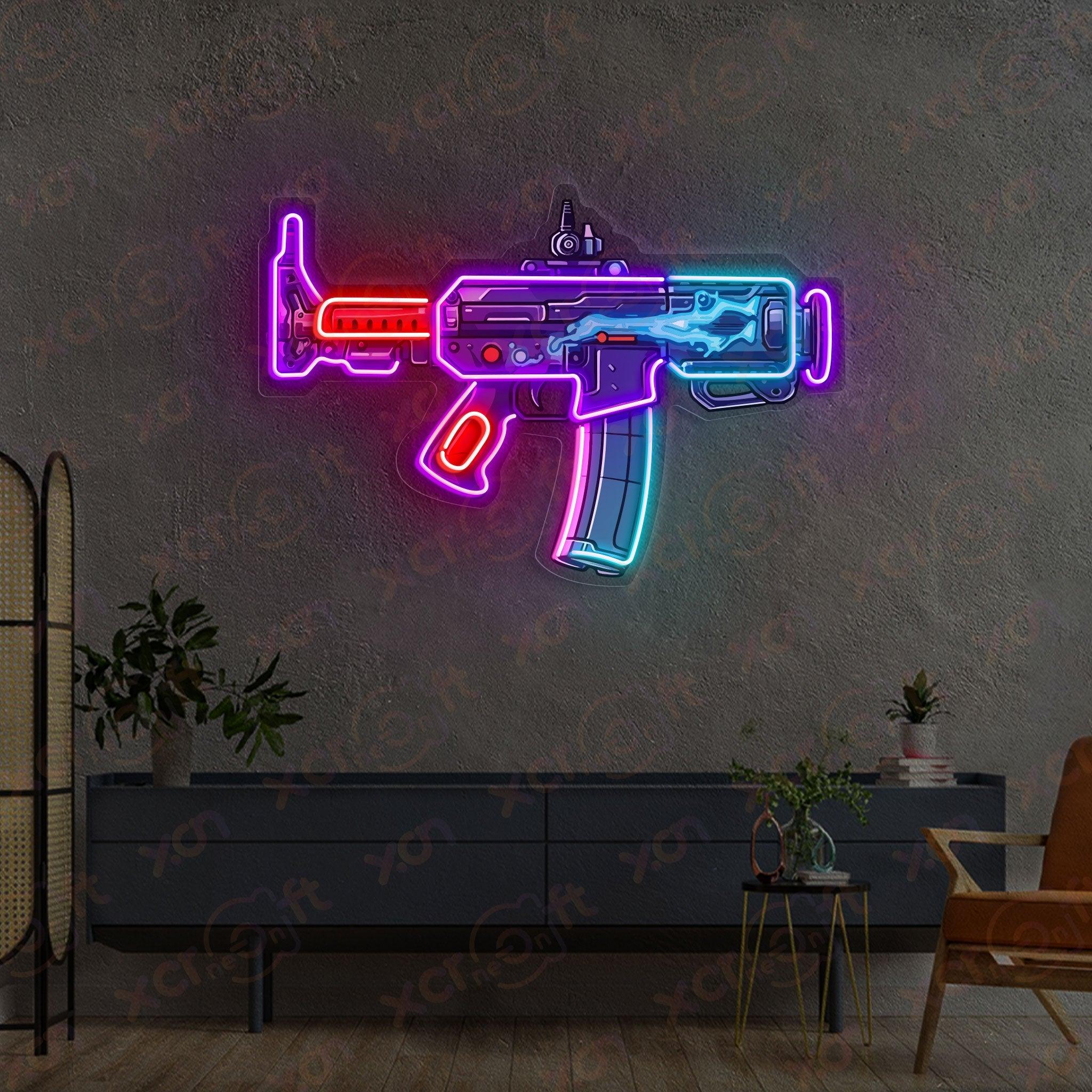 Machine Gun  Neon Wall Art