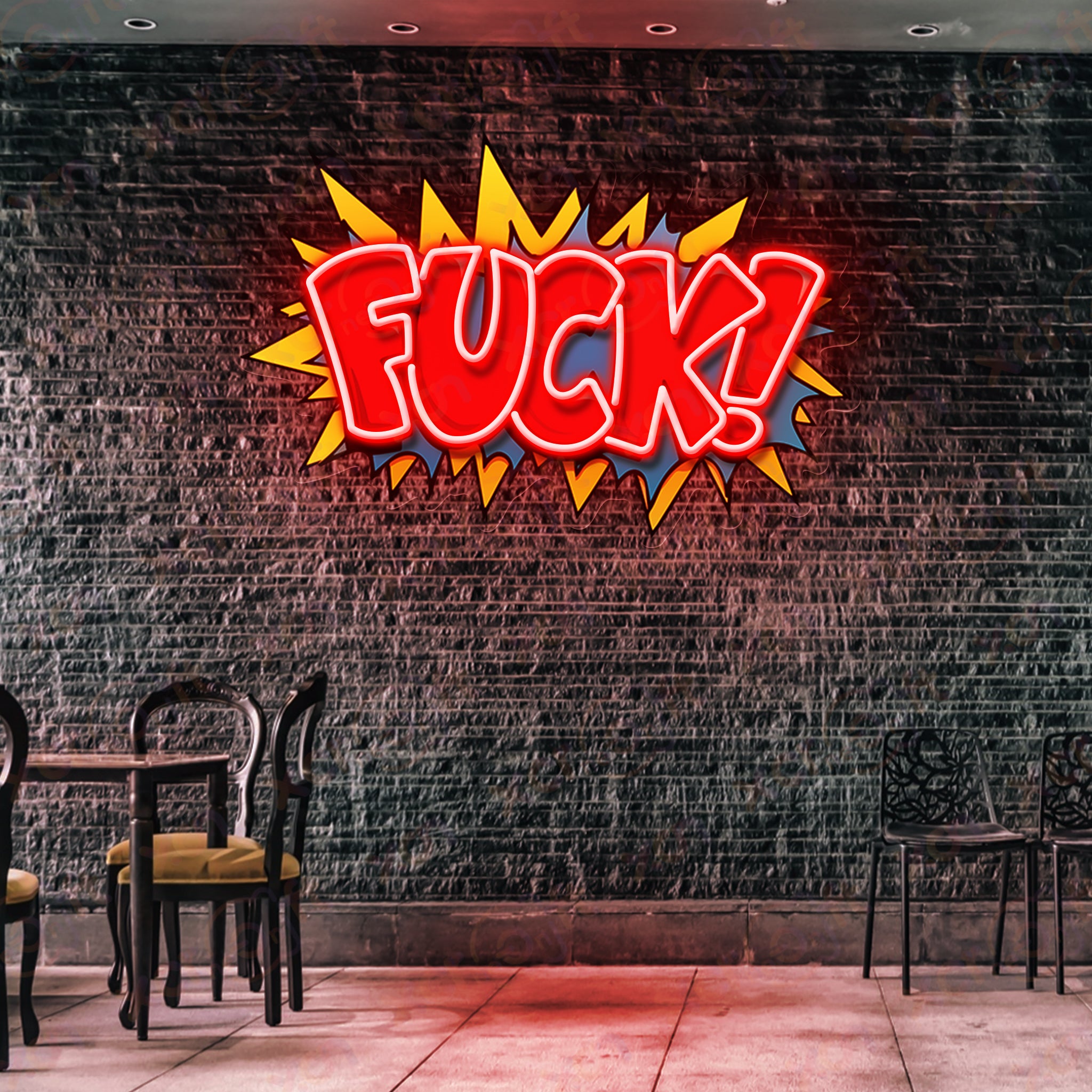 F-words Comic UV Printed Neon Sign