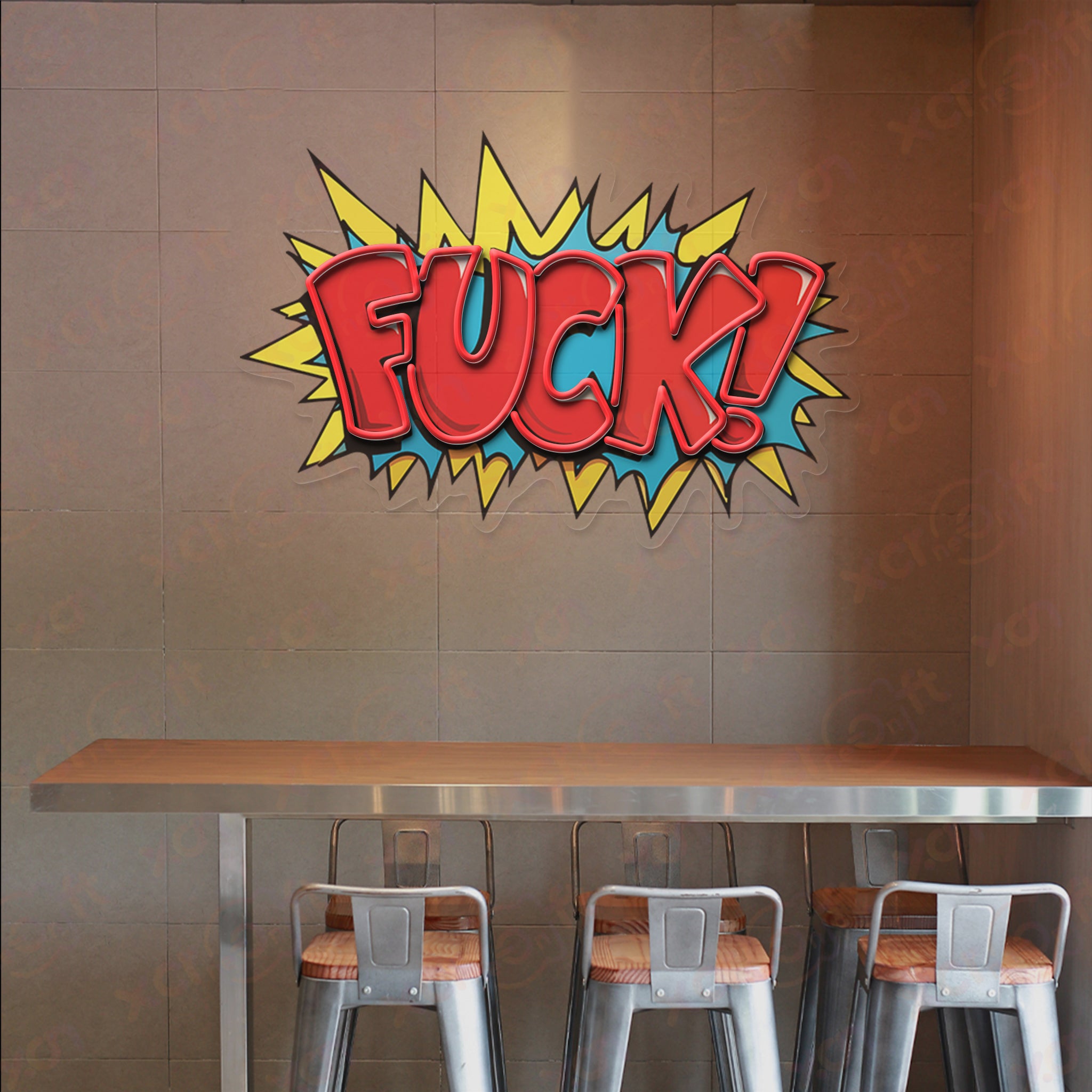 F-words Comic UV Printed Neon Sign