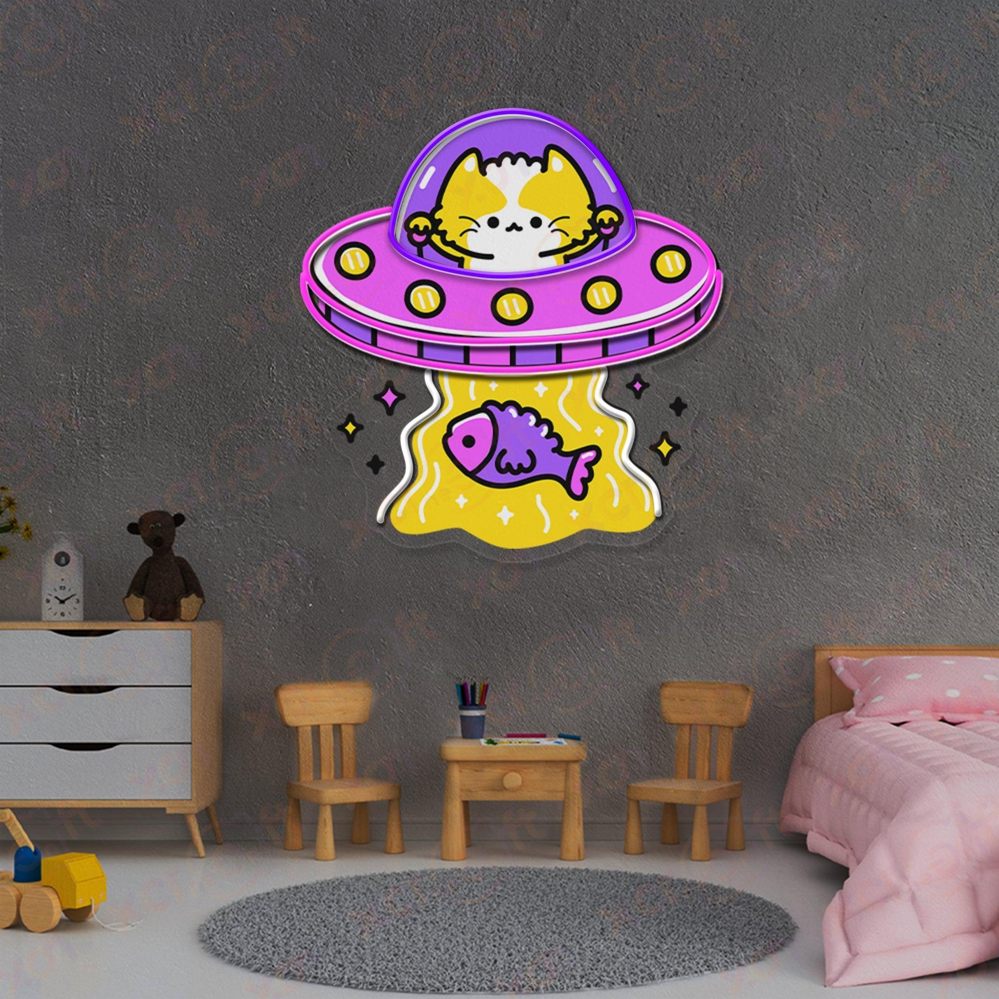 UFO Cat UV Printed Neon Light