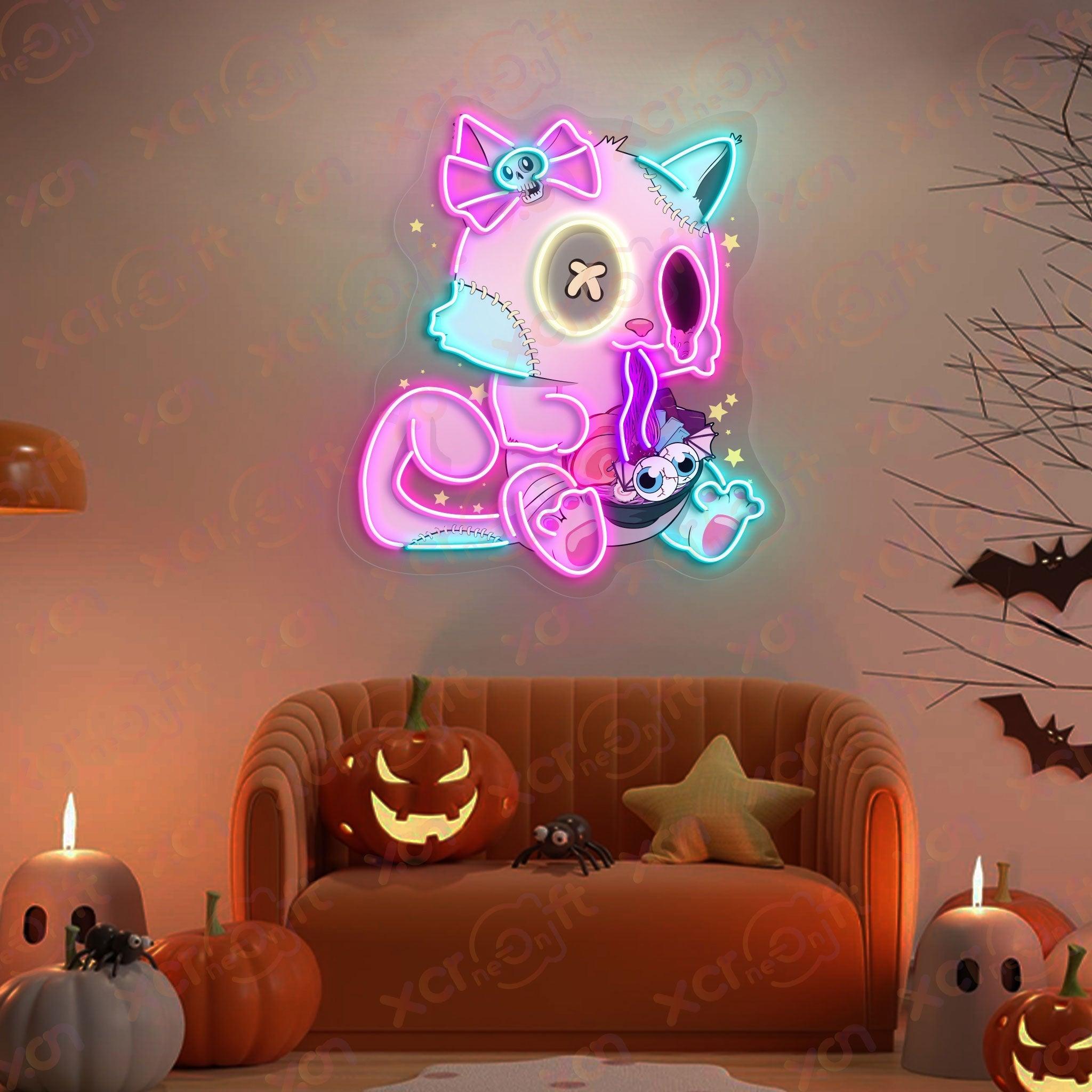 Zombie Kitty UV Printed Neon Sign