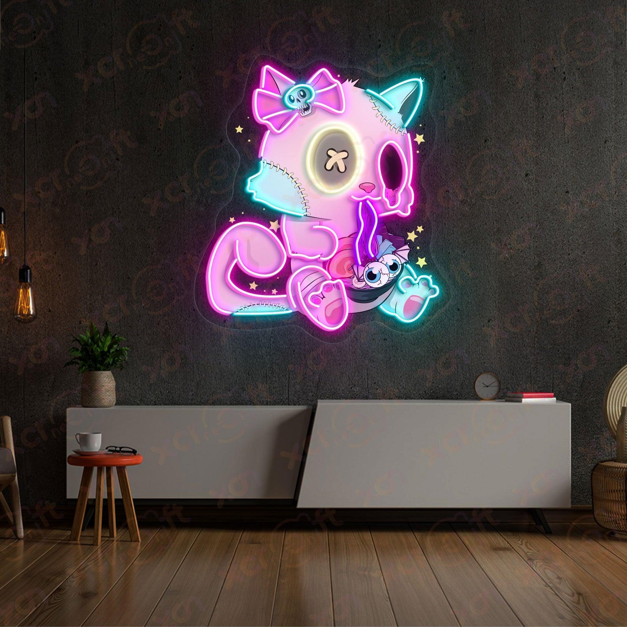 Zombie Kitty UV Printed Neon Sign