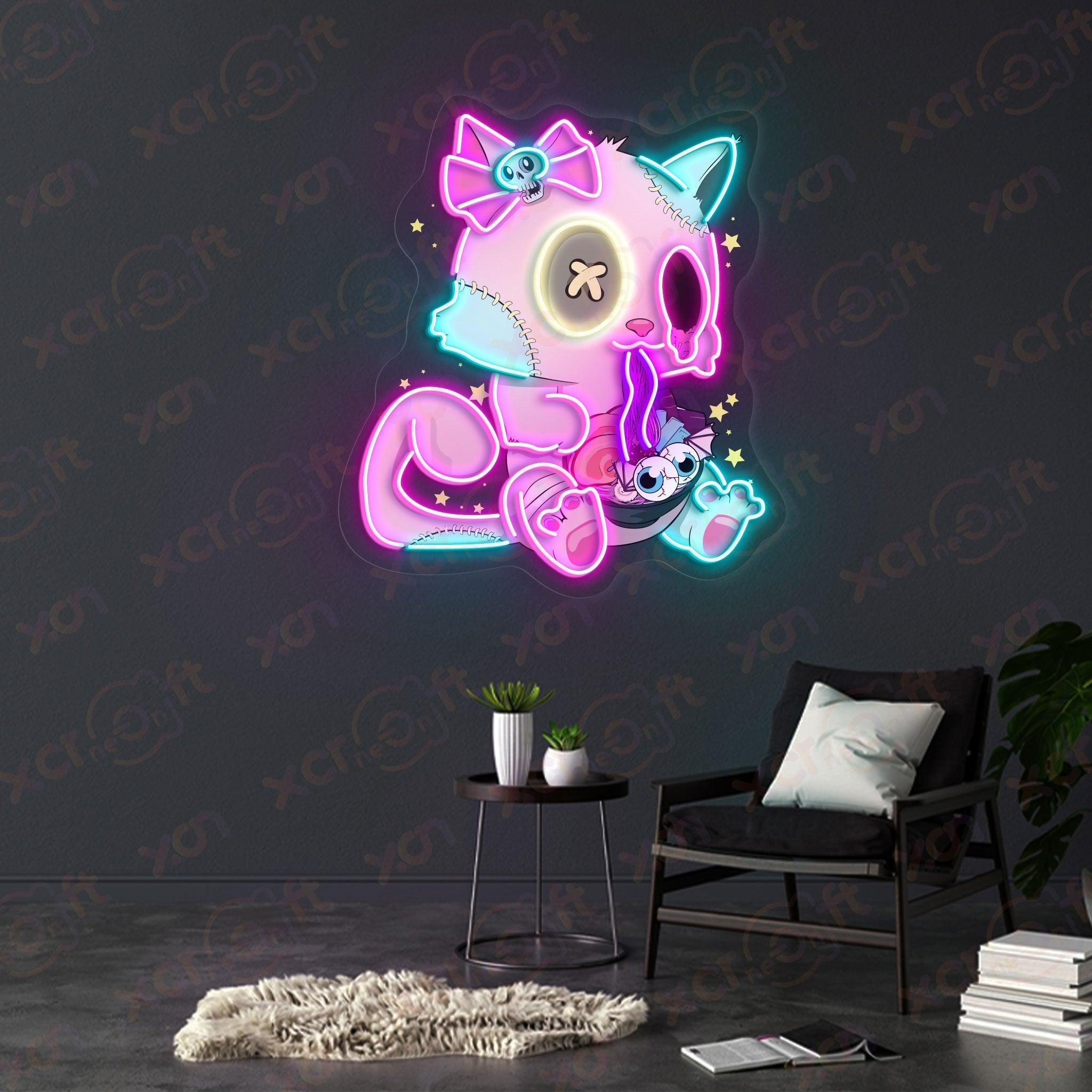 Zombie Kitty UV Printed Neon Sign