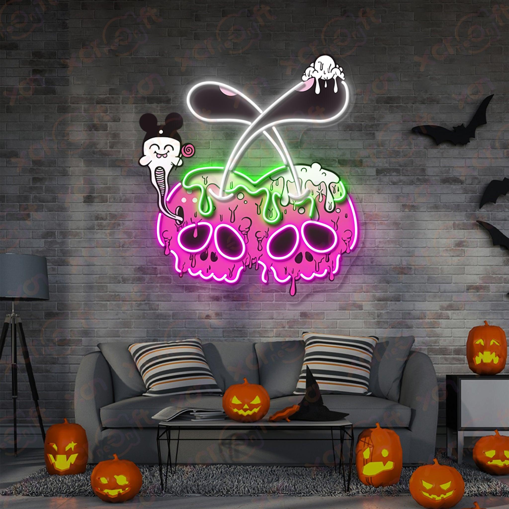 Pinky Cherry Skull Neon Signs Decoration