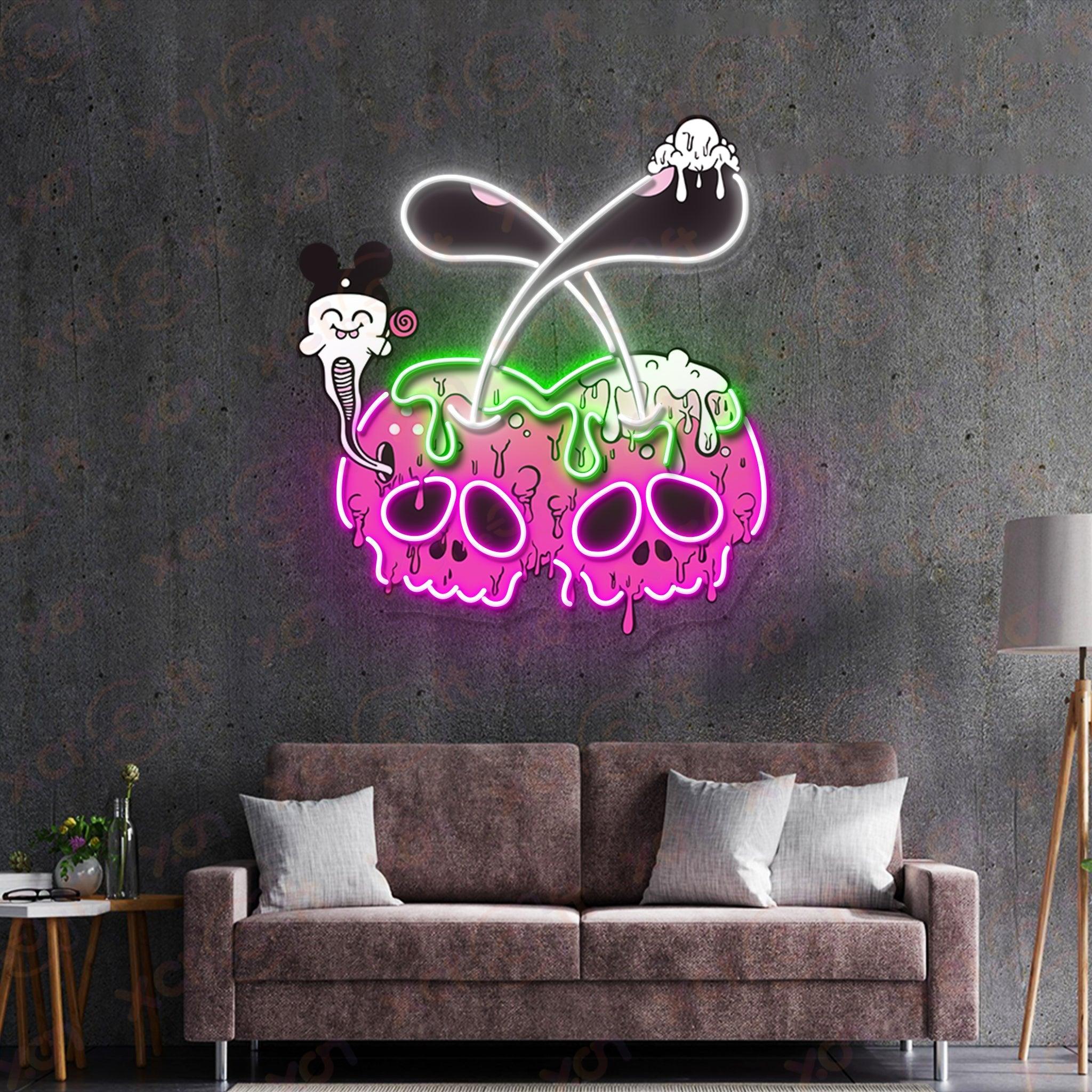 Pinky Cherry Skull Neon Signs Decoration