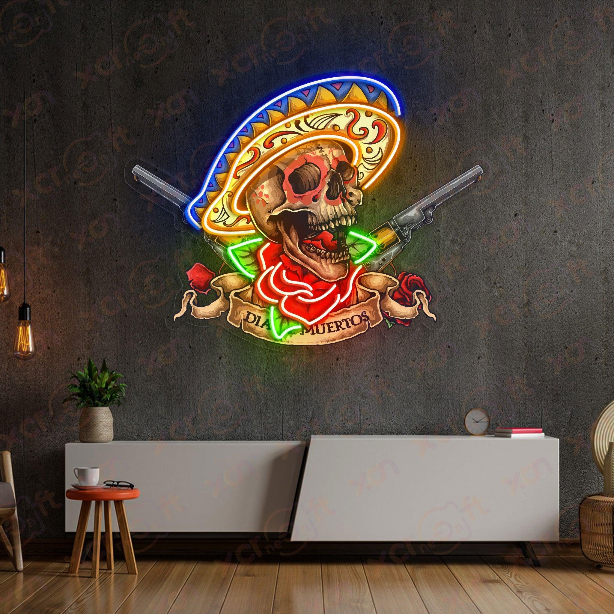 Dia de Muertos UV Printed Neon Light