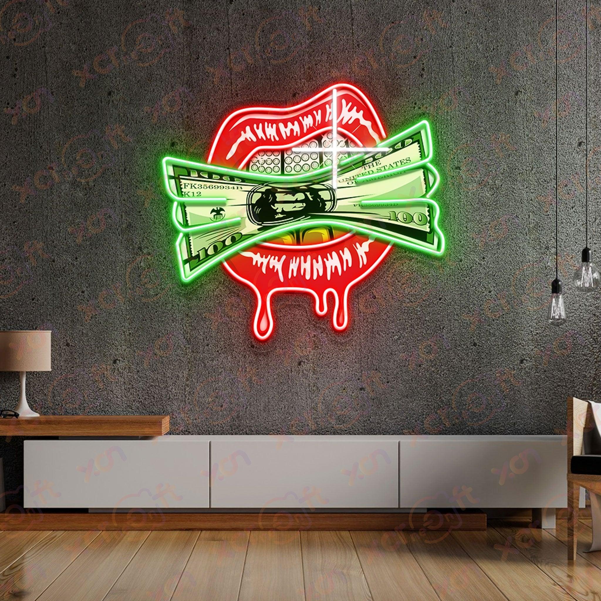 Money Lips Neon Sign