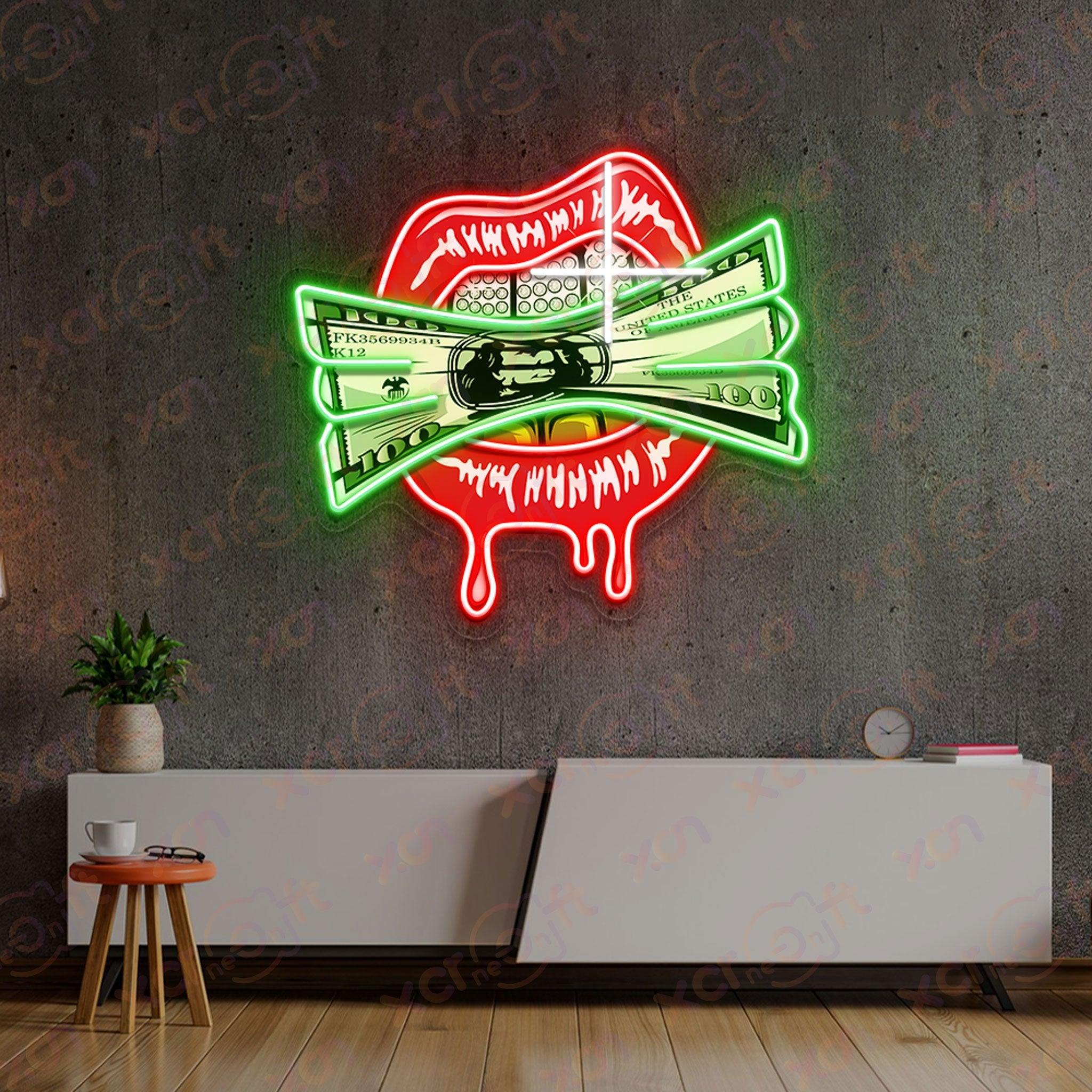 Money Lips Neon Sign