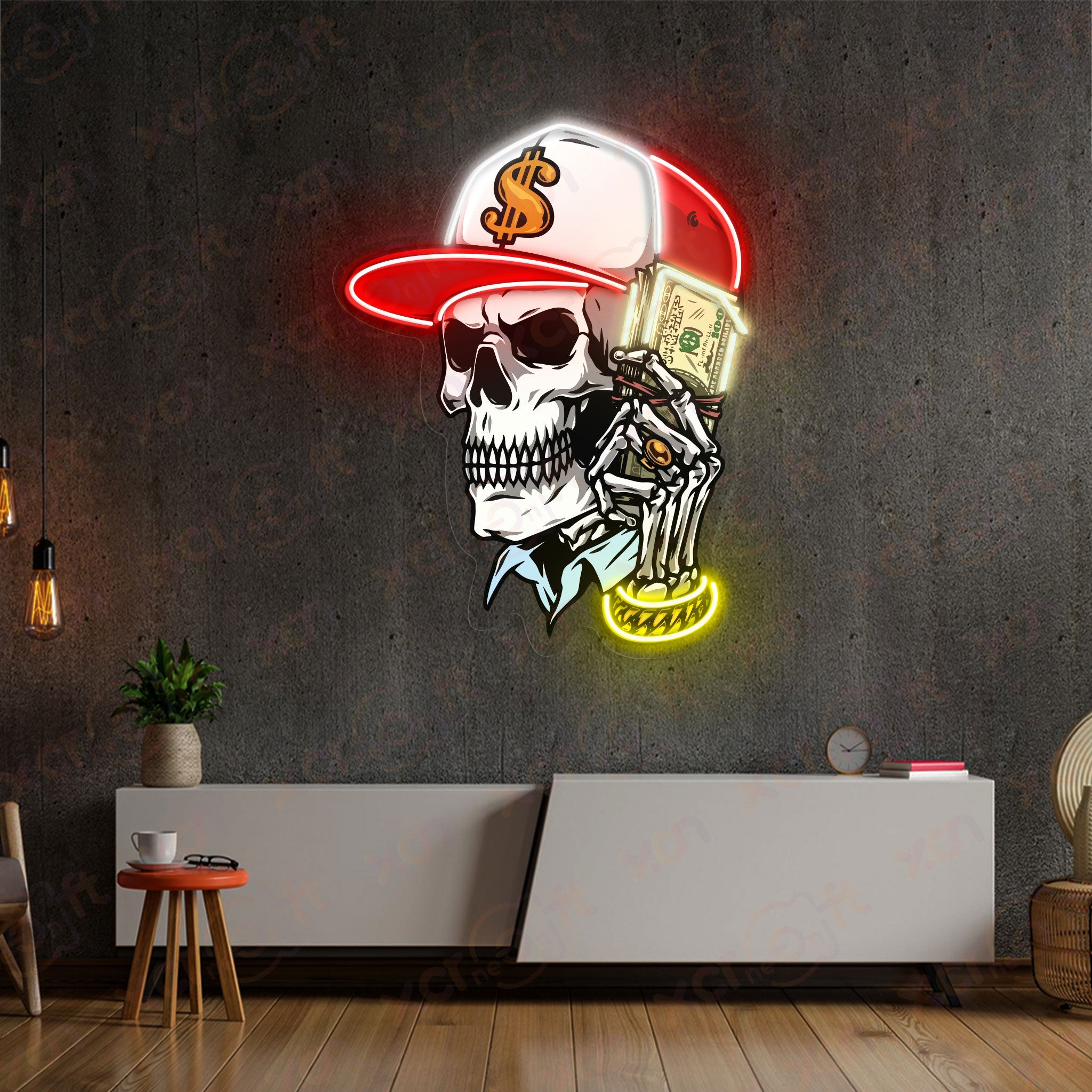 Skull Gangster Color Neon