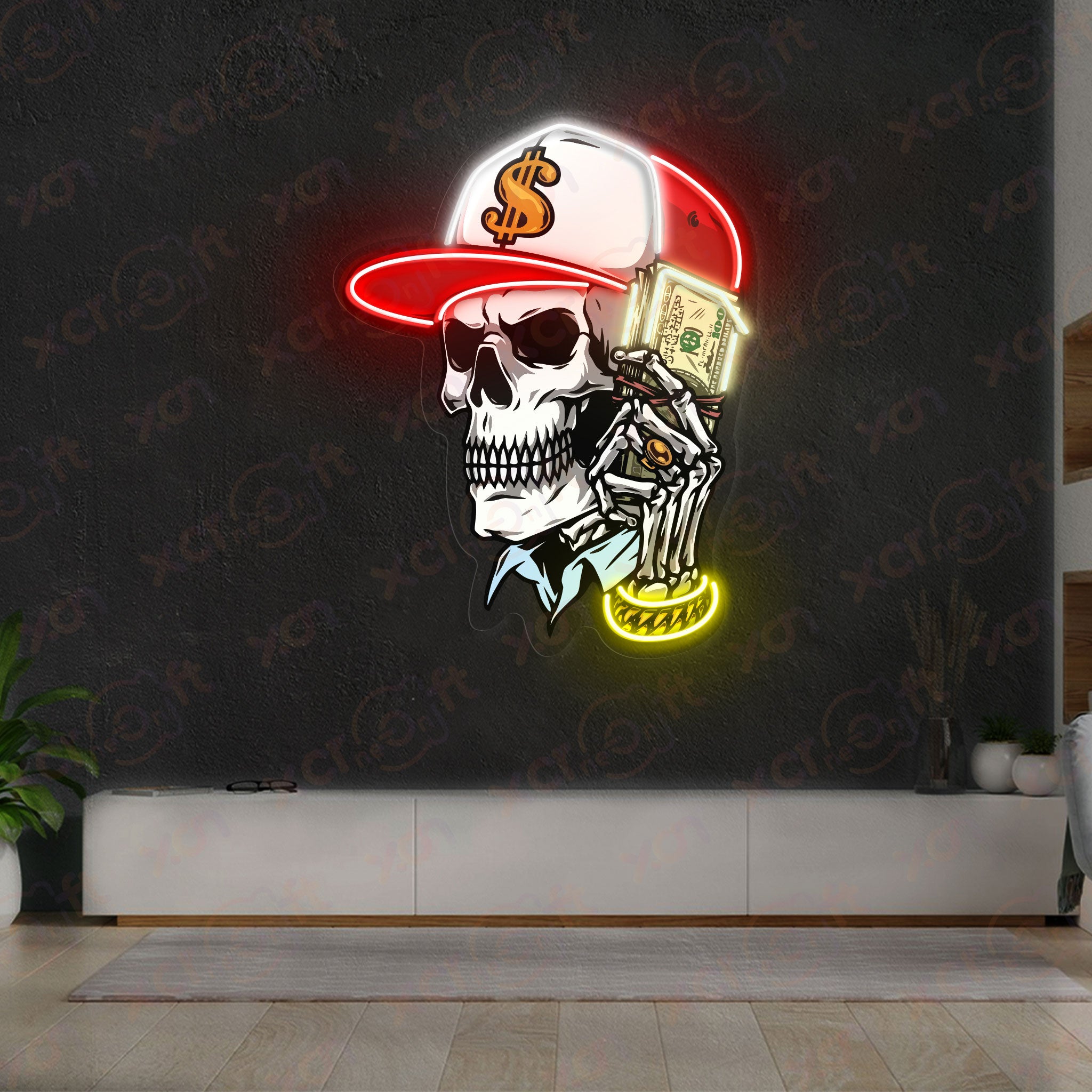 Skull Gangster Color Neon