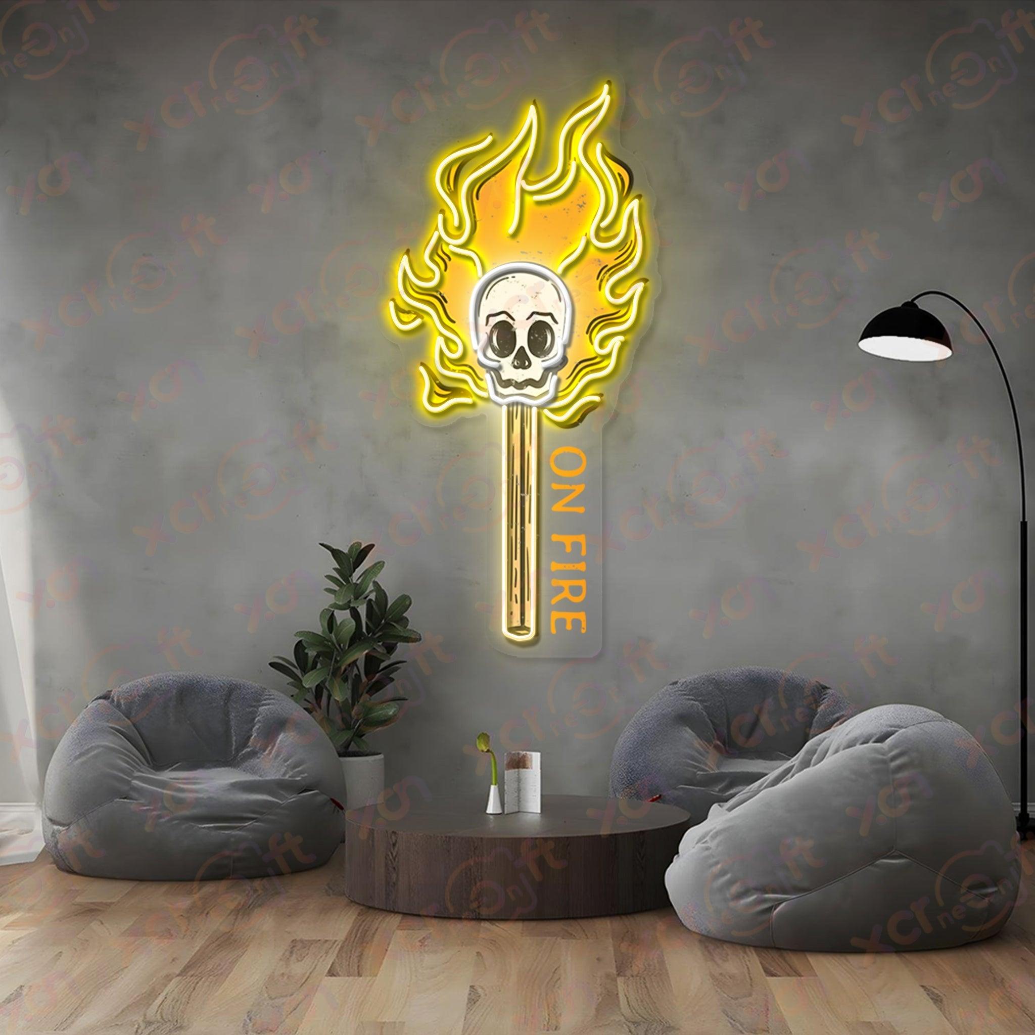 Skull Match UV Printed LED Neon Sign