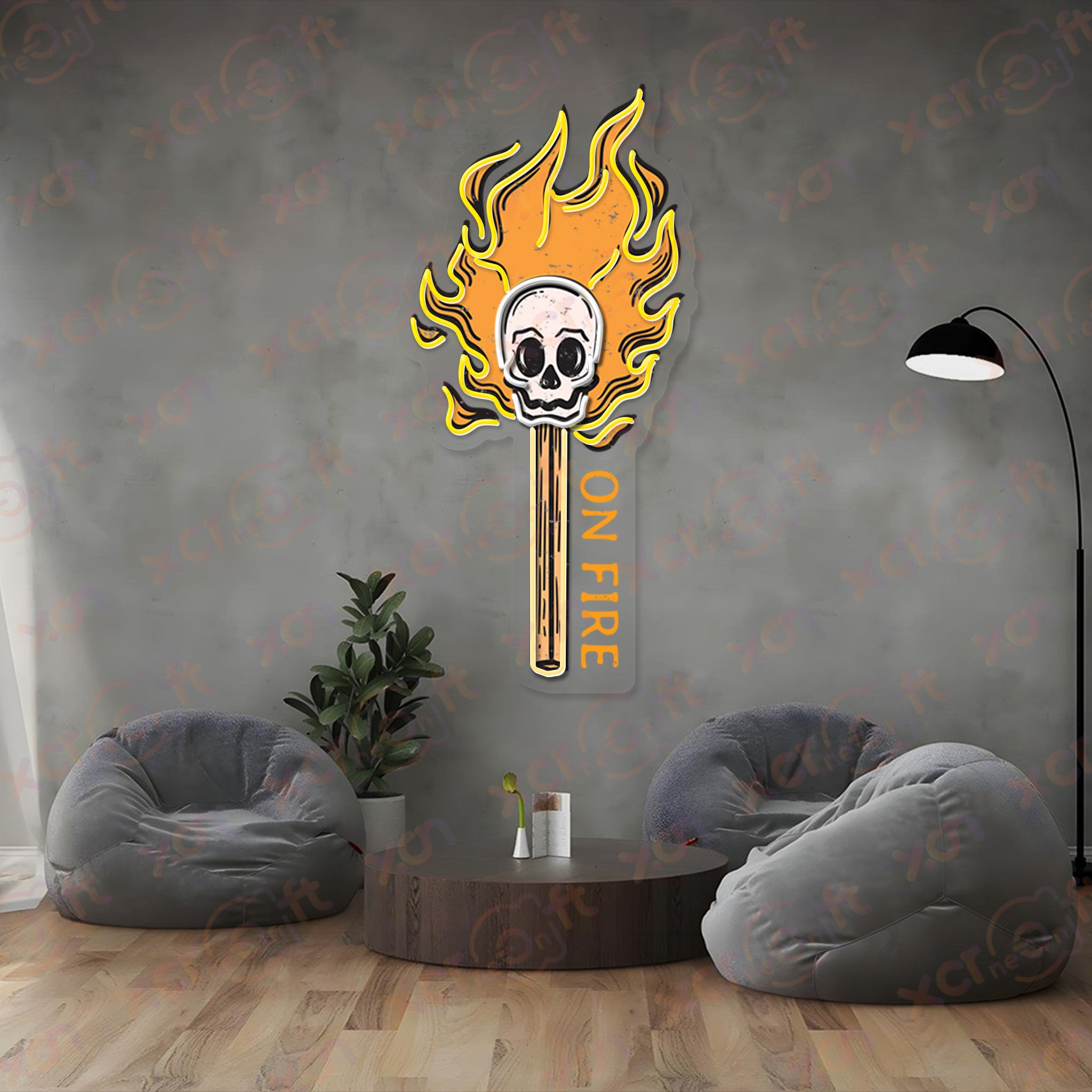 Skull Match UV Printed LED Neon Sign