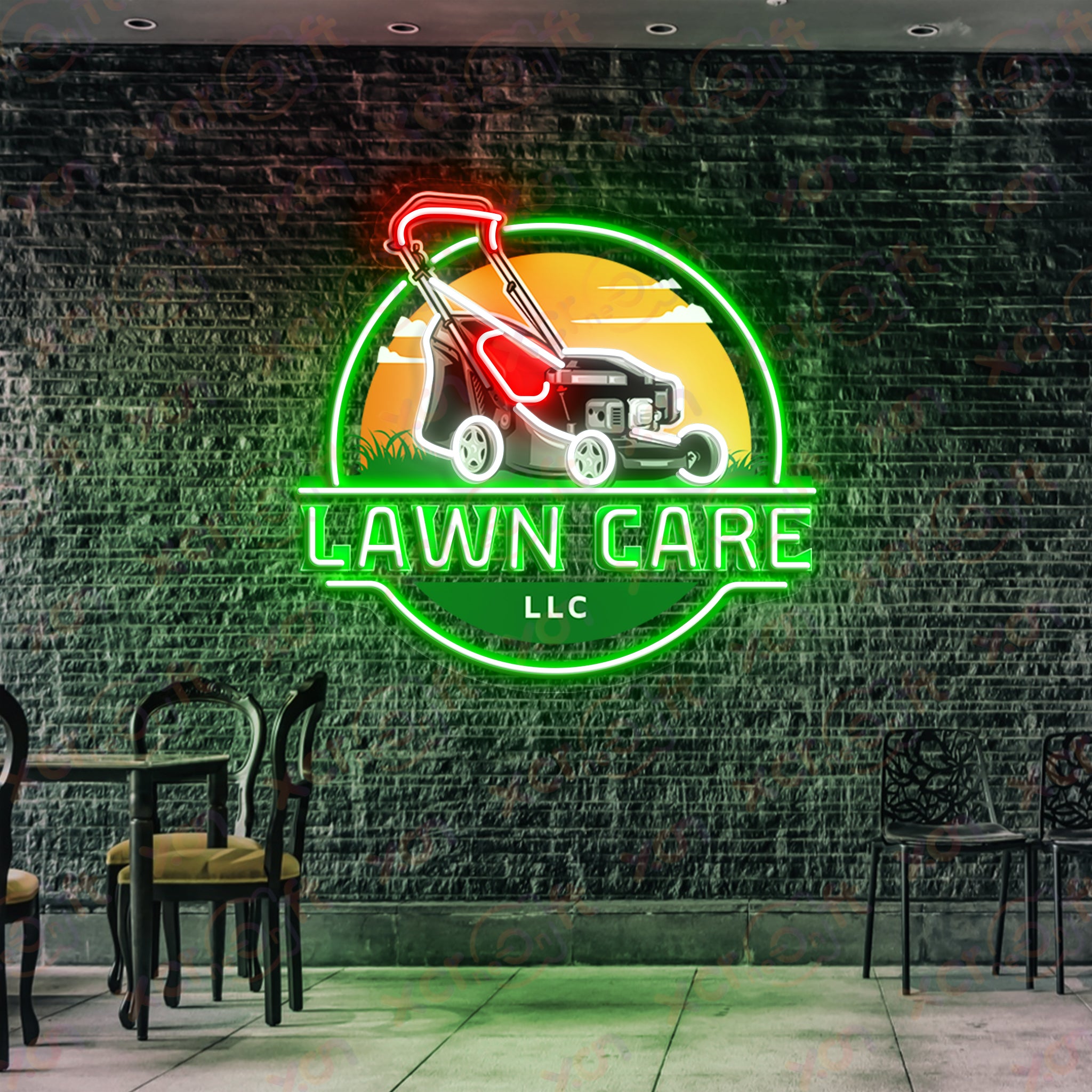 Lawn Care Logo UV Custom Neon Sign