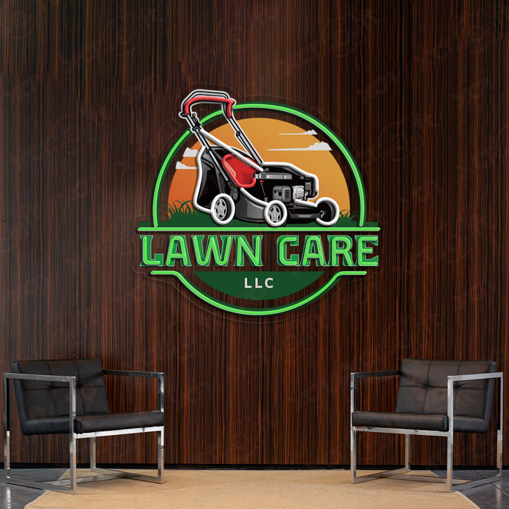 Lawn Care Logo UV Custom Neon Sign