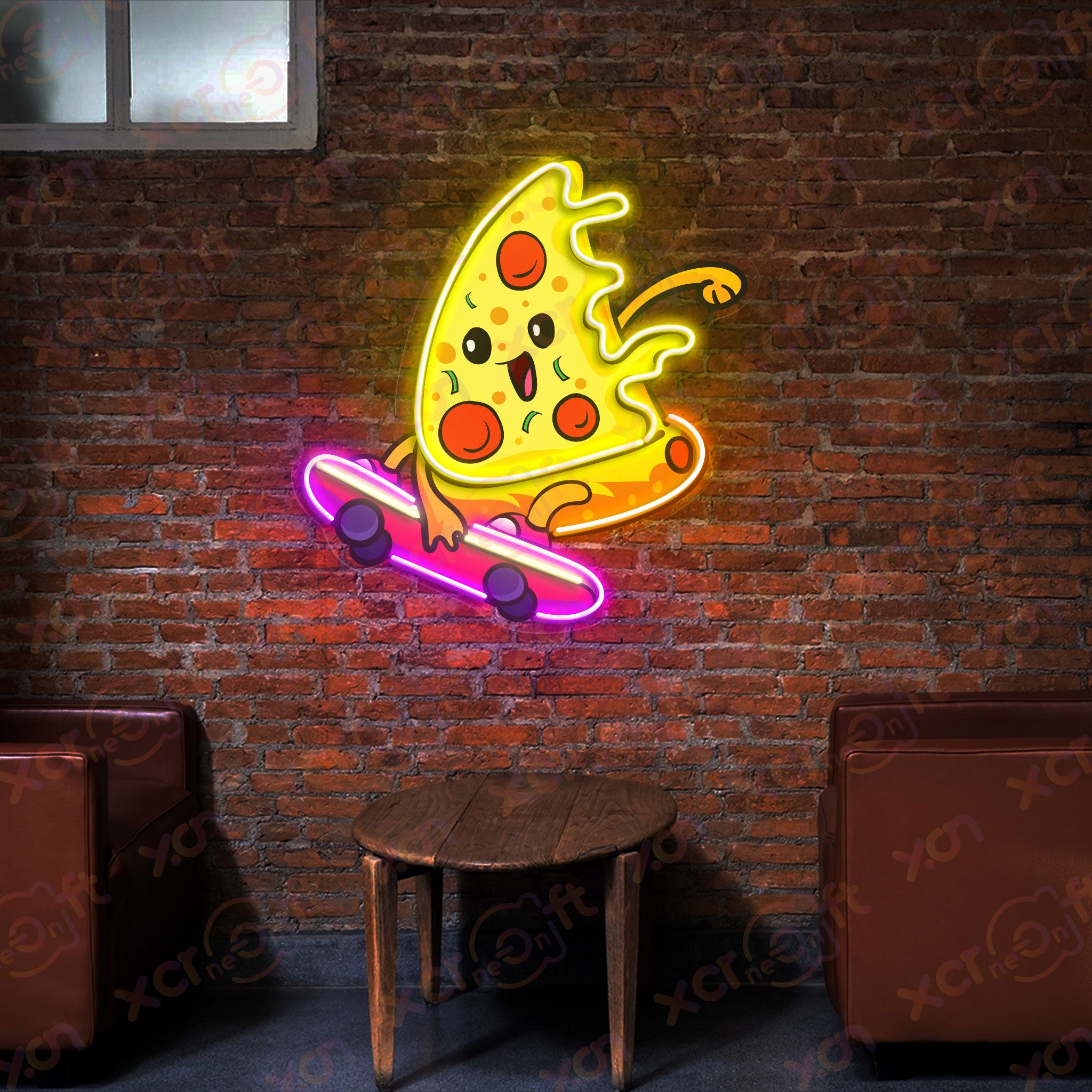 Pizza Skating UV Neon Signs Wall Decoration