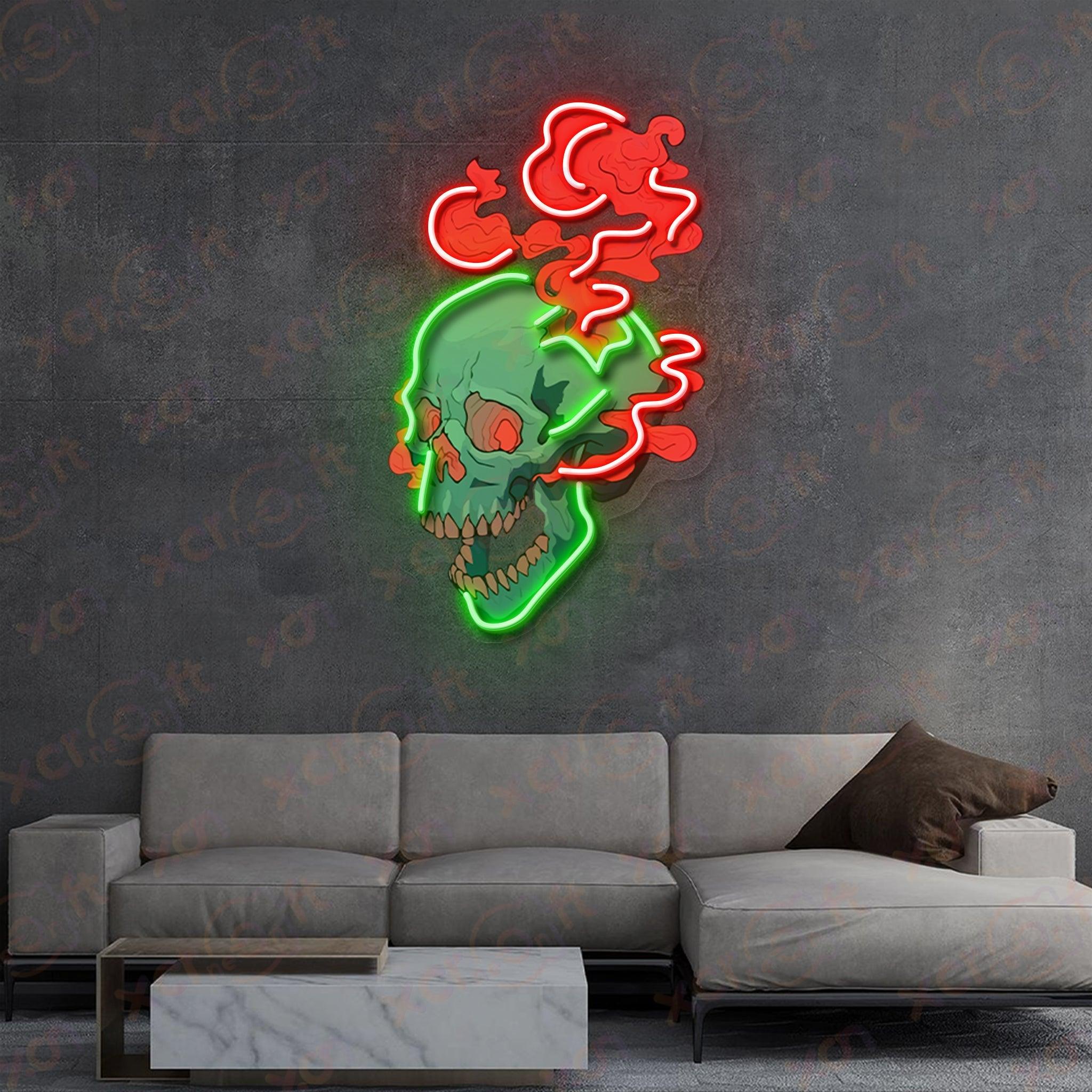 Skull Smoking LED UV Printed Neon Signs