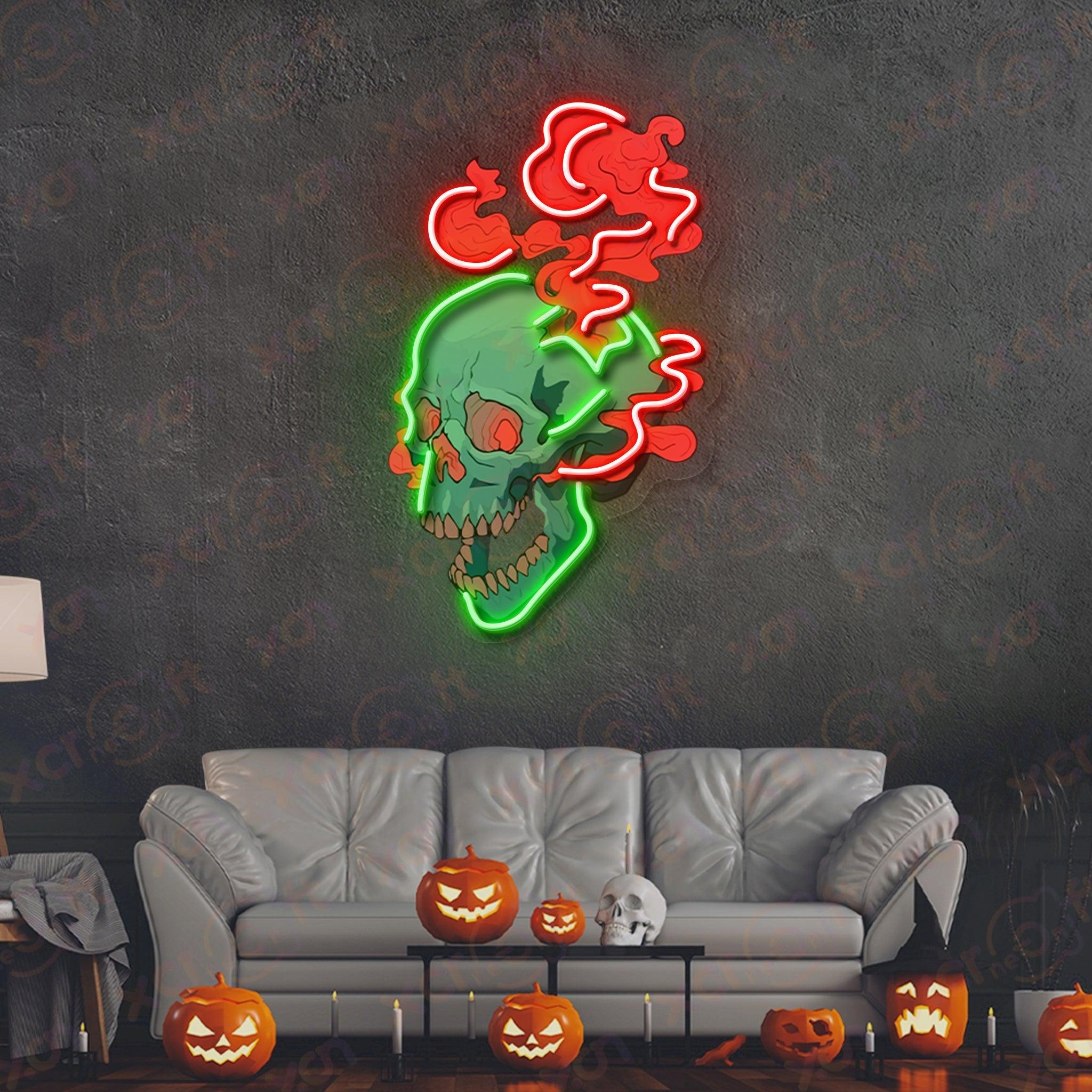 Skull Smoking LED UV Printed Neon Signs