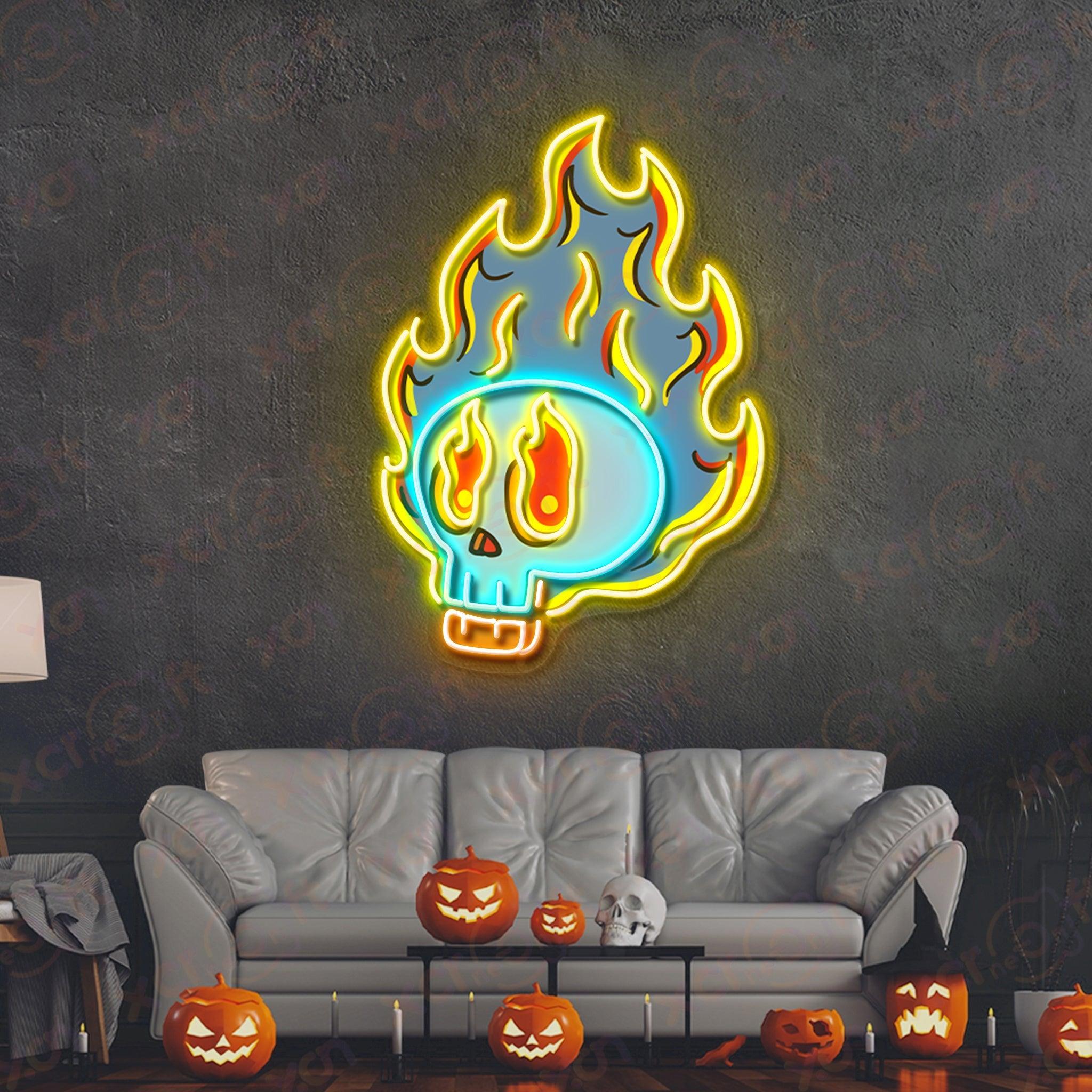 Fire Skull LED Neon Light Decor