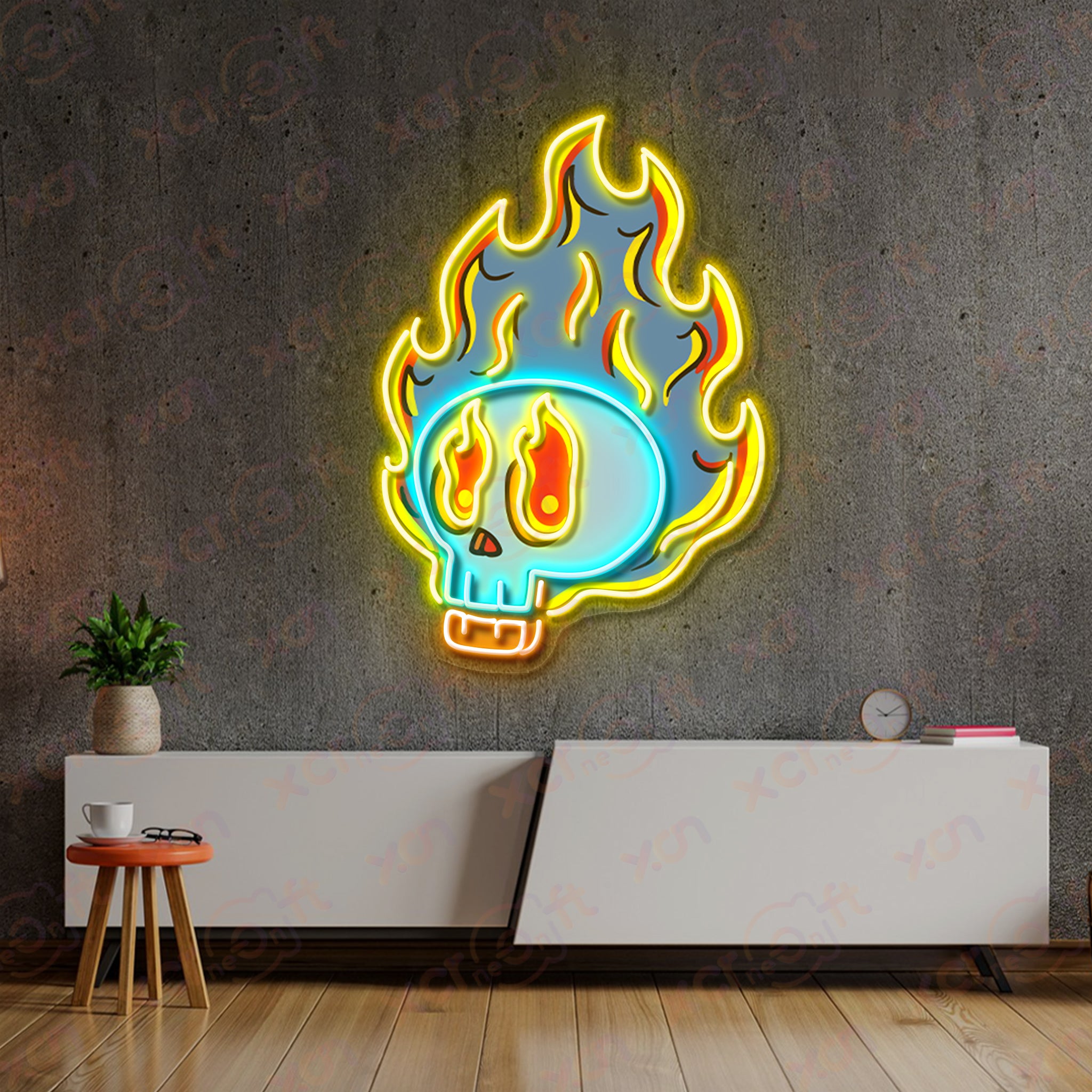 Fire Skull LED Neon Light Decor