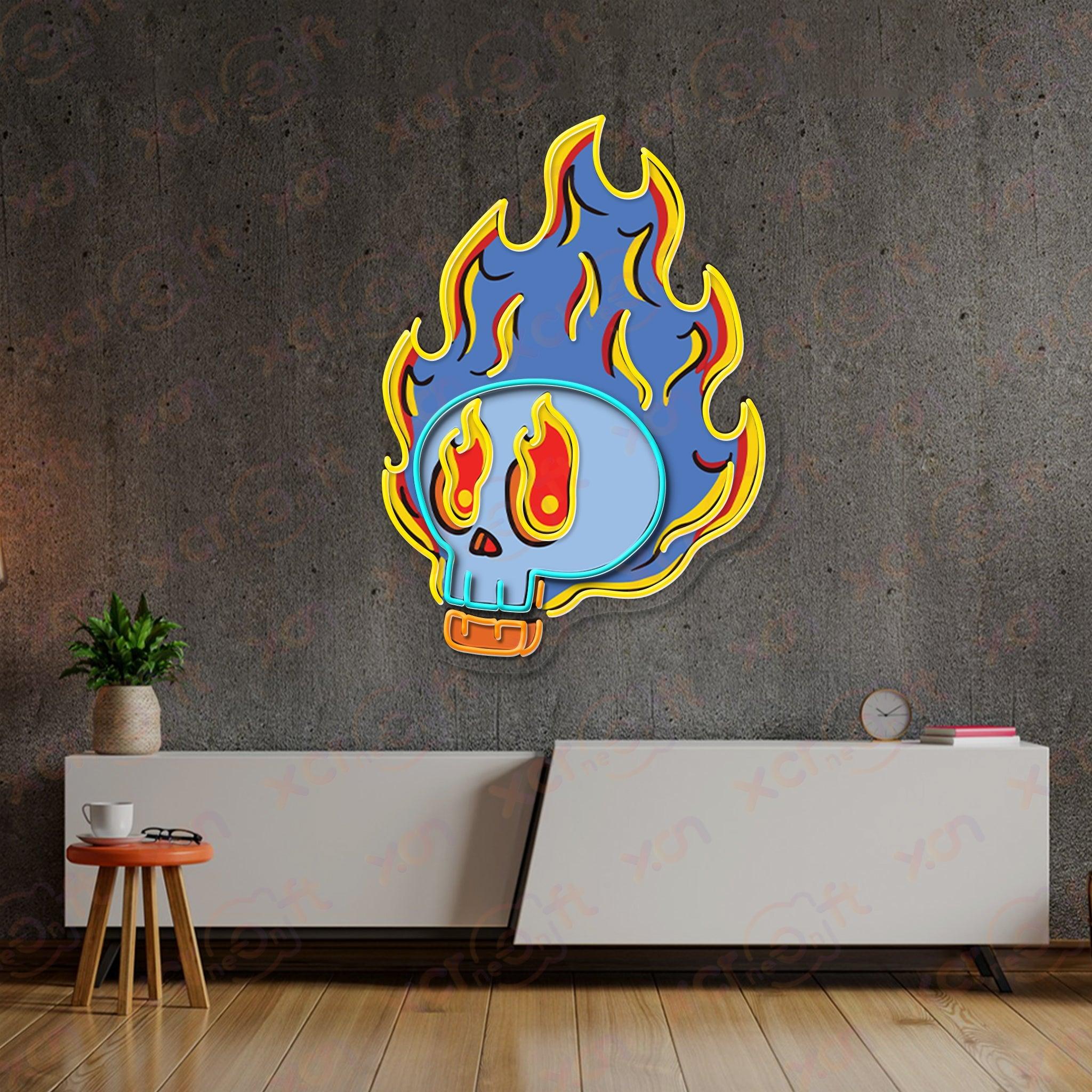 Fire Skull LED Neon Light Decor