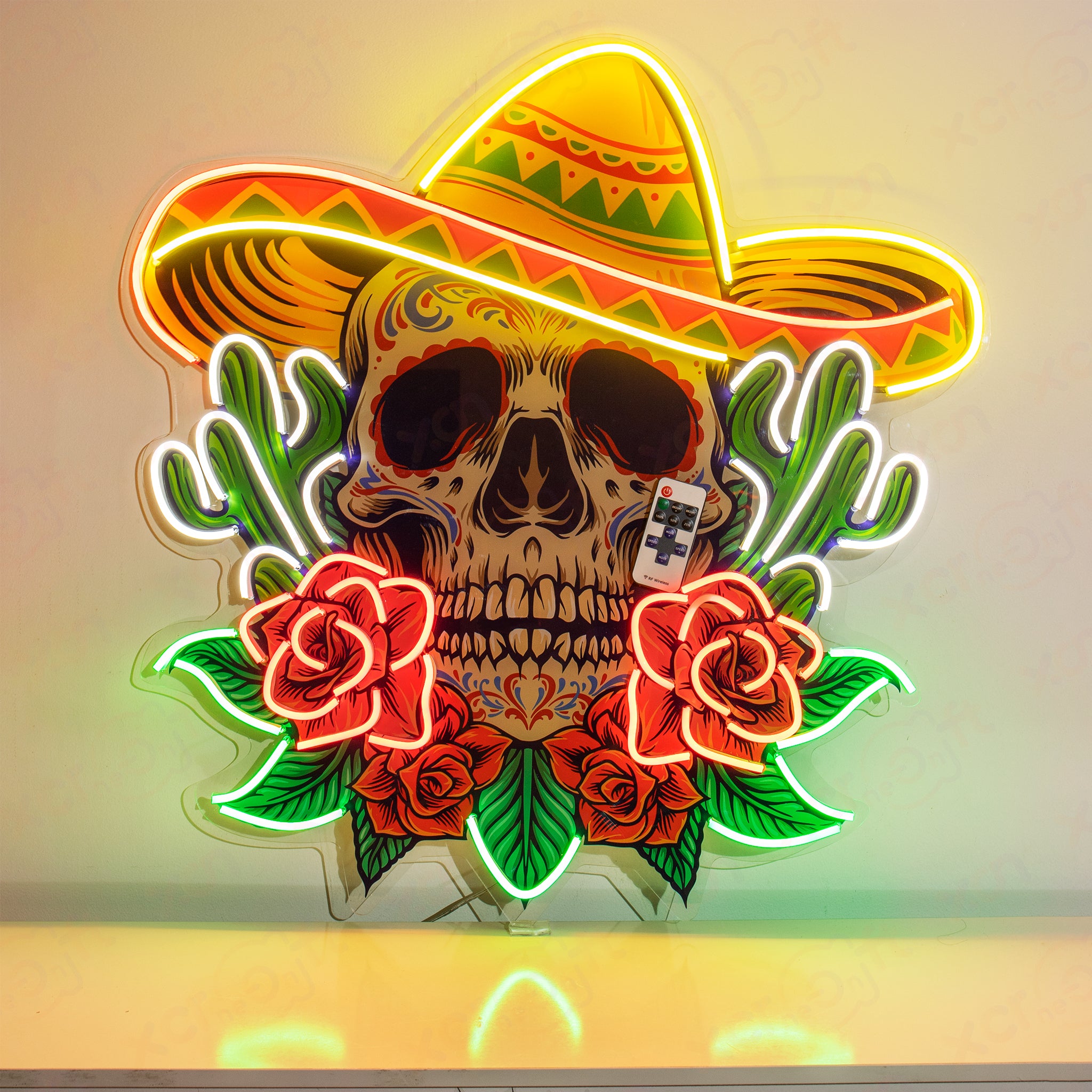 Skull Mexican Hat Neon Signs Decoration