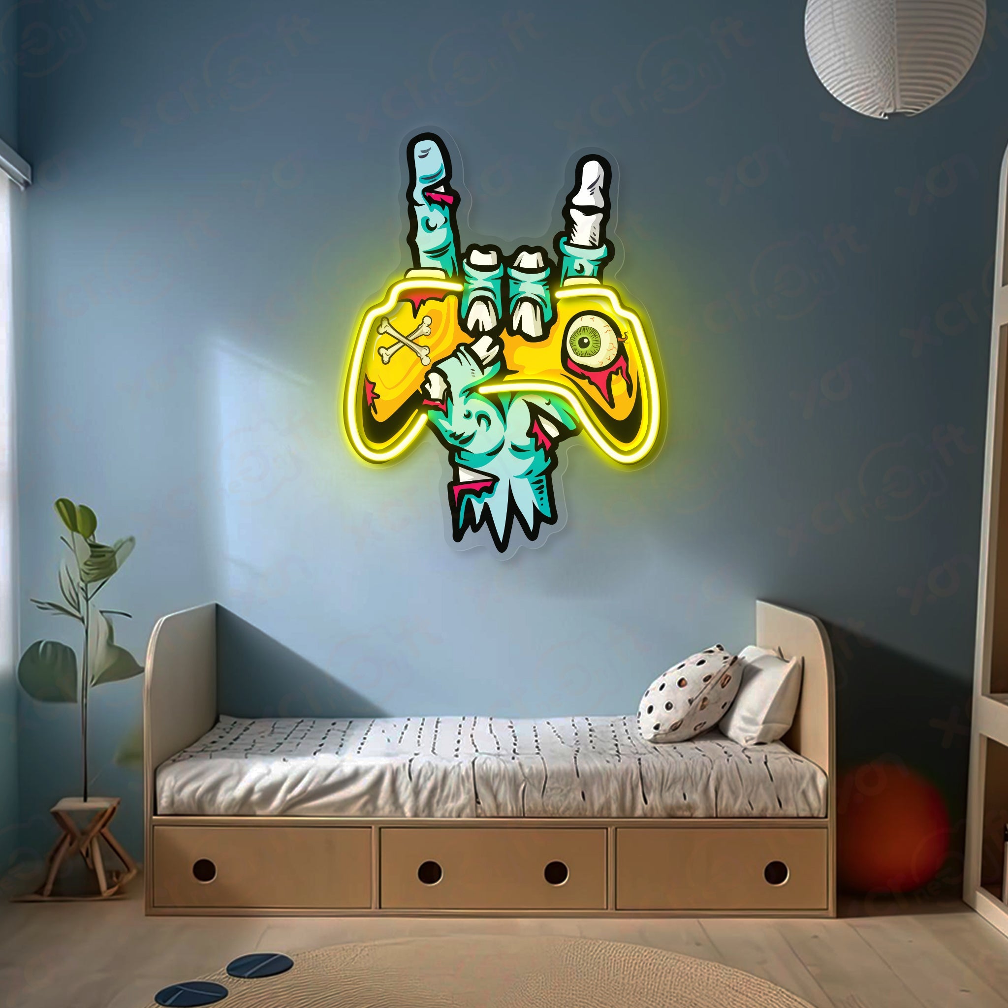 Zombie Game Controller 12V LED Neon Sign For Game Room Decoration - Bright for Large Spaces 
