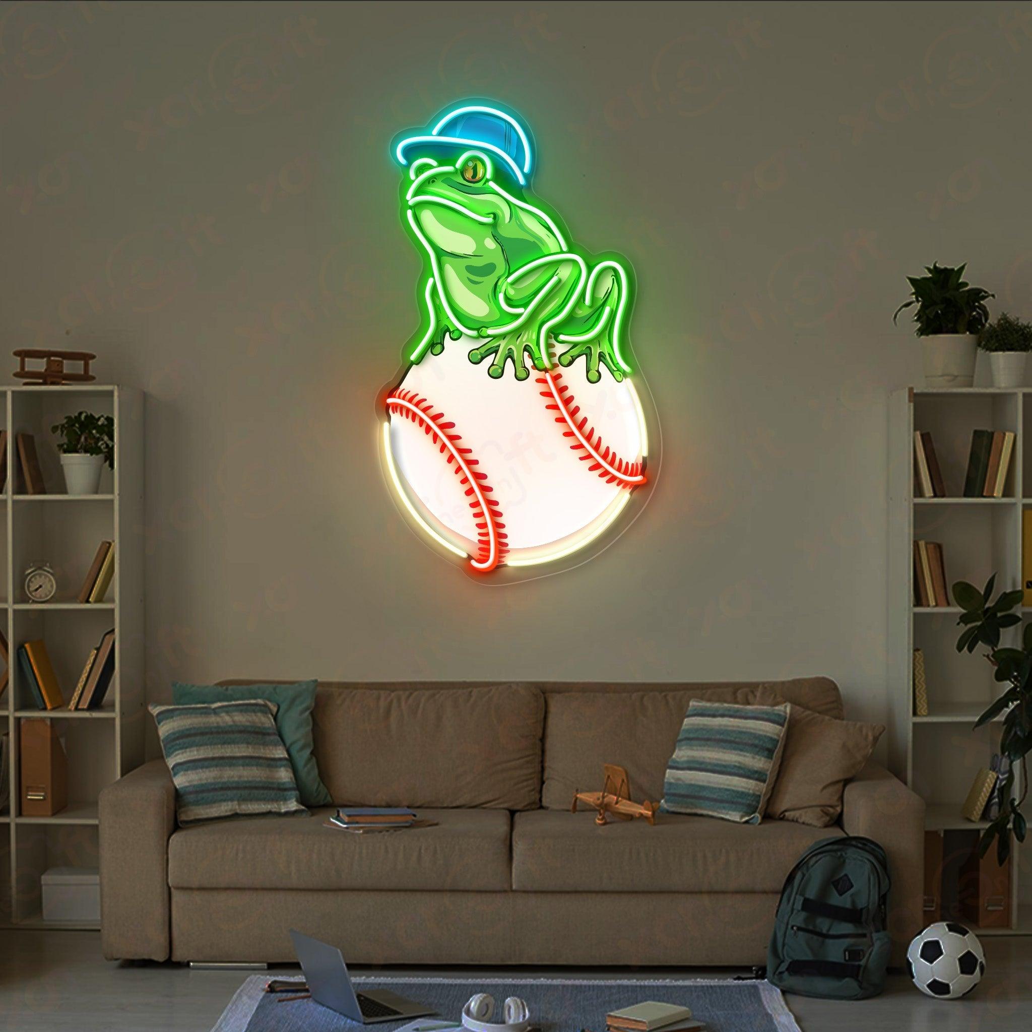 Frog on Baseball UV Printed LED Neon Sign