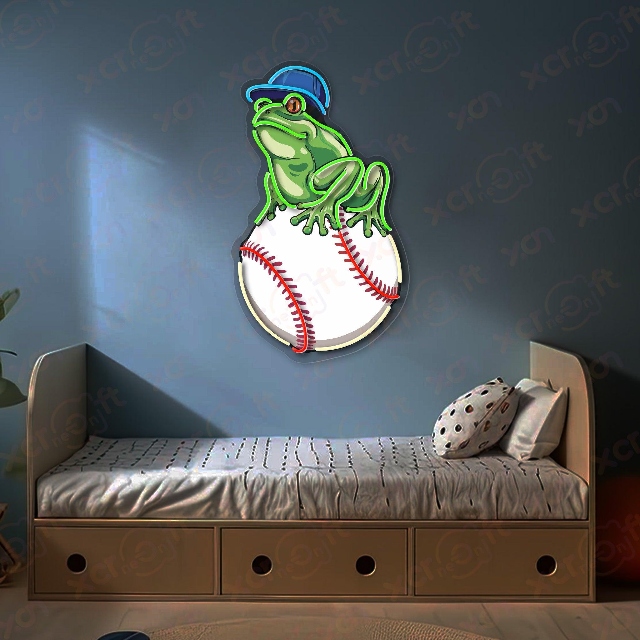 Frog on Baseball UV Printed LED Neon Sign