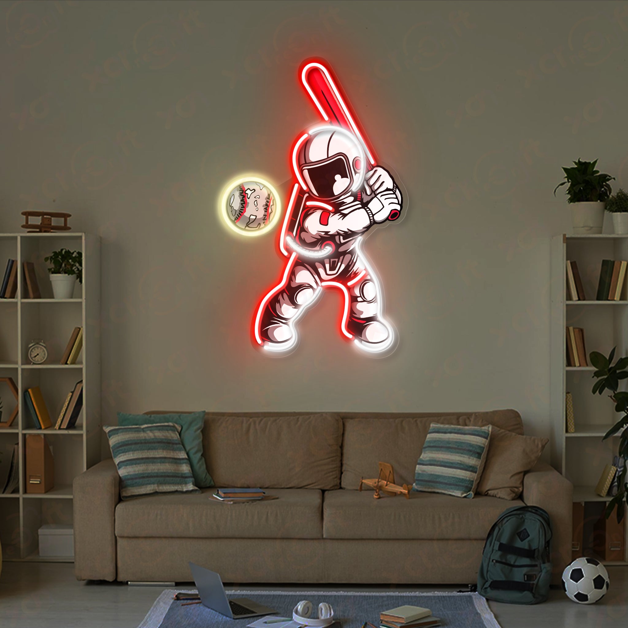 Astronaut with Lightsaber UV Printed Neon Light