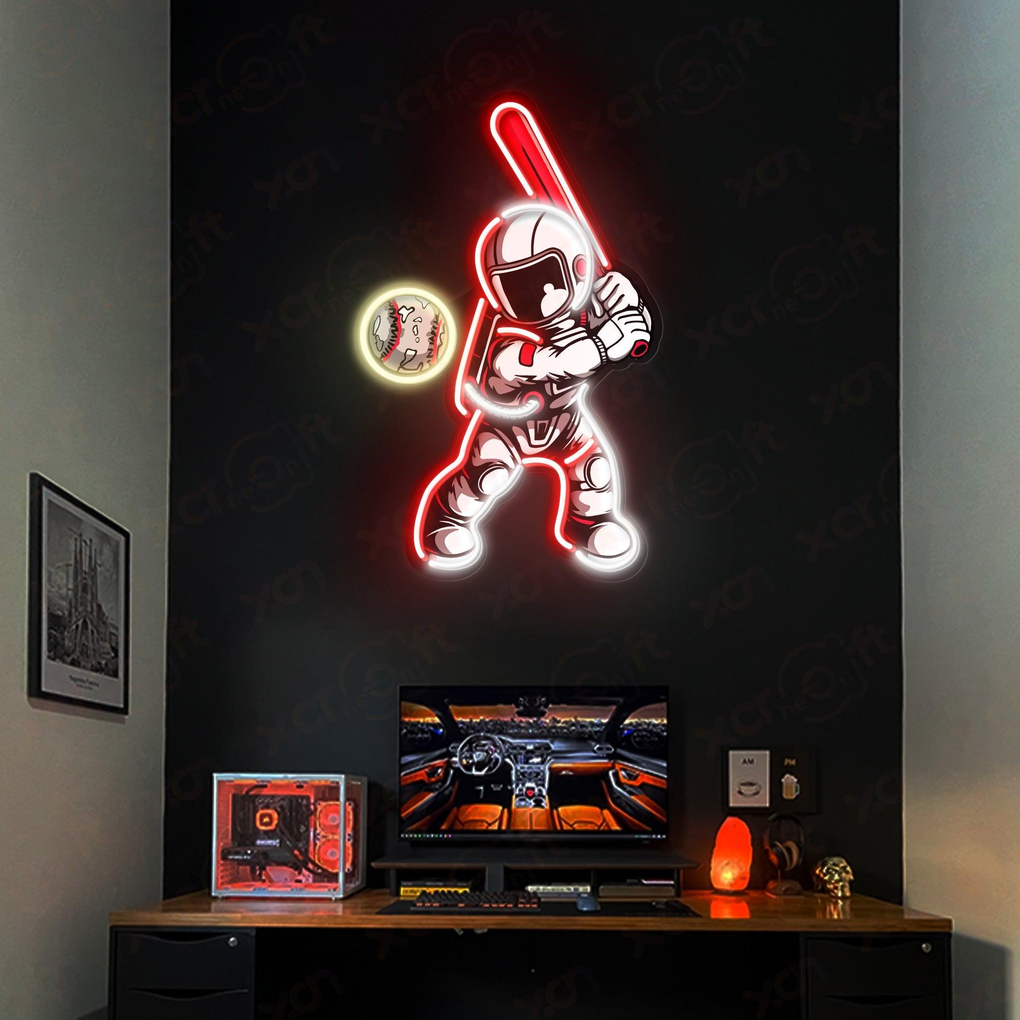 Astronaut with Lightsaber UV Printed Neon Light