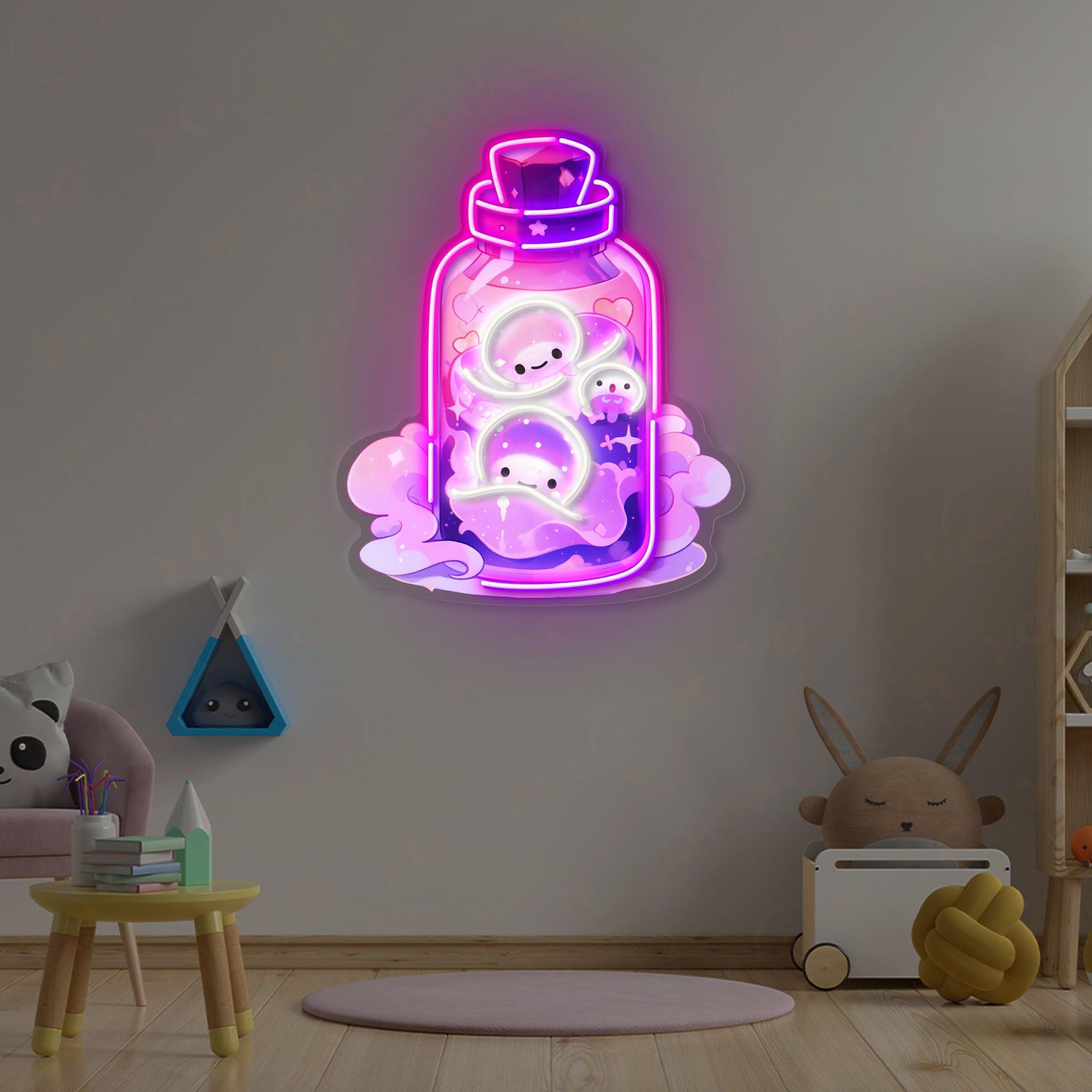 Cute Jellyfish LED Neon Wall Art'