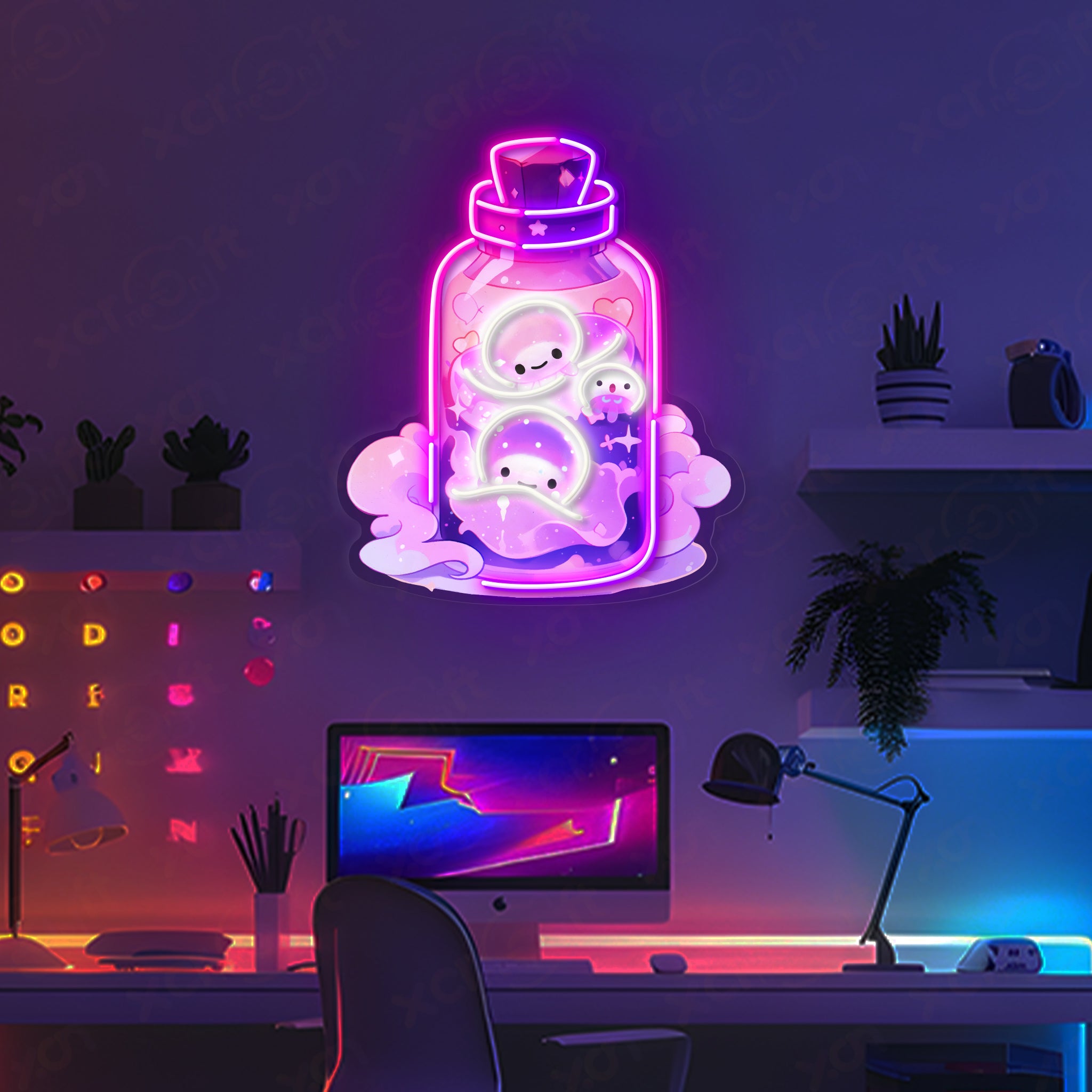 Cute Jellyfish LED Neon Wall Art