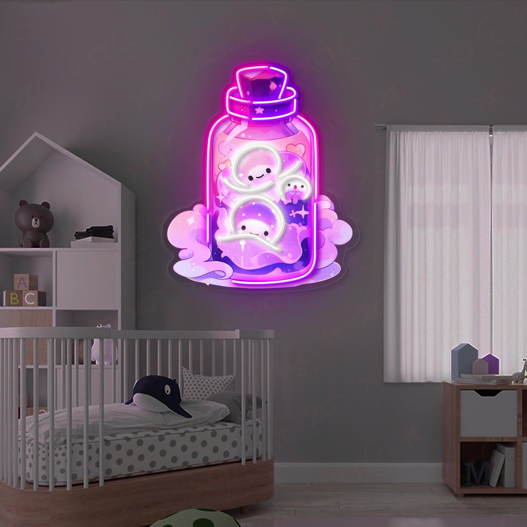 Cute Jellyfish LED Neon Wall Art'