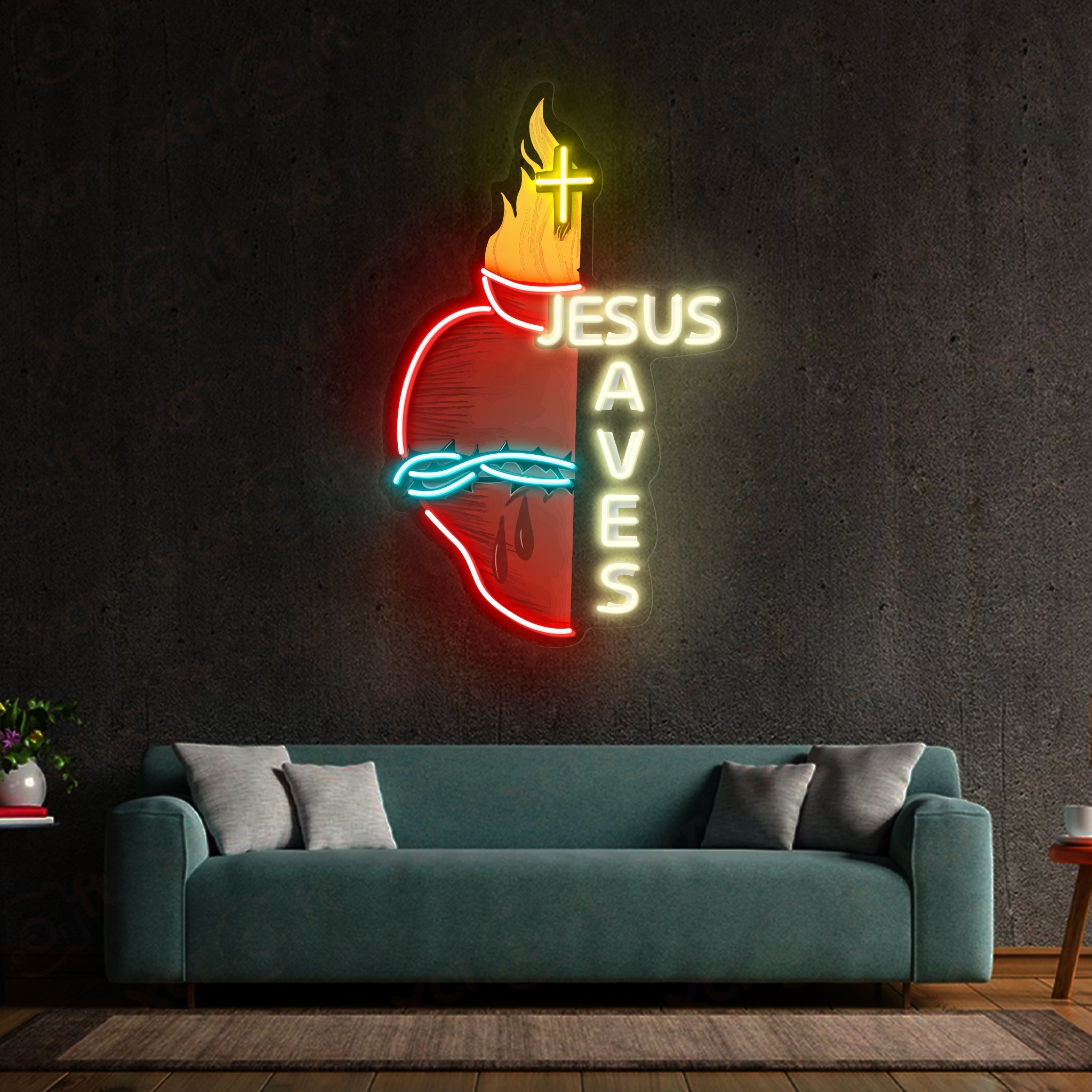 Jesus Saves LED Neon Light