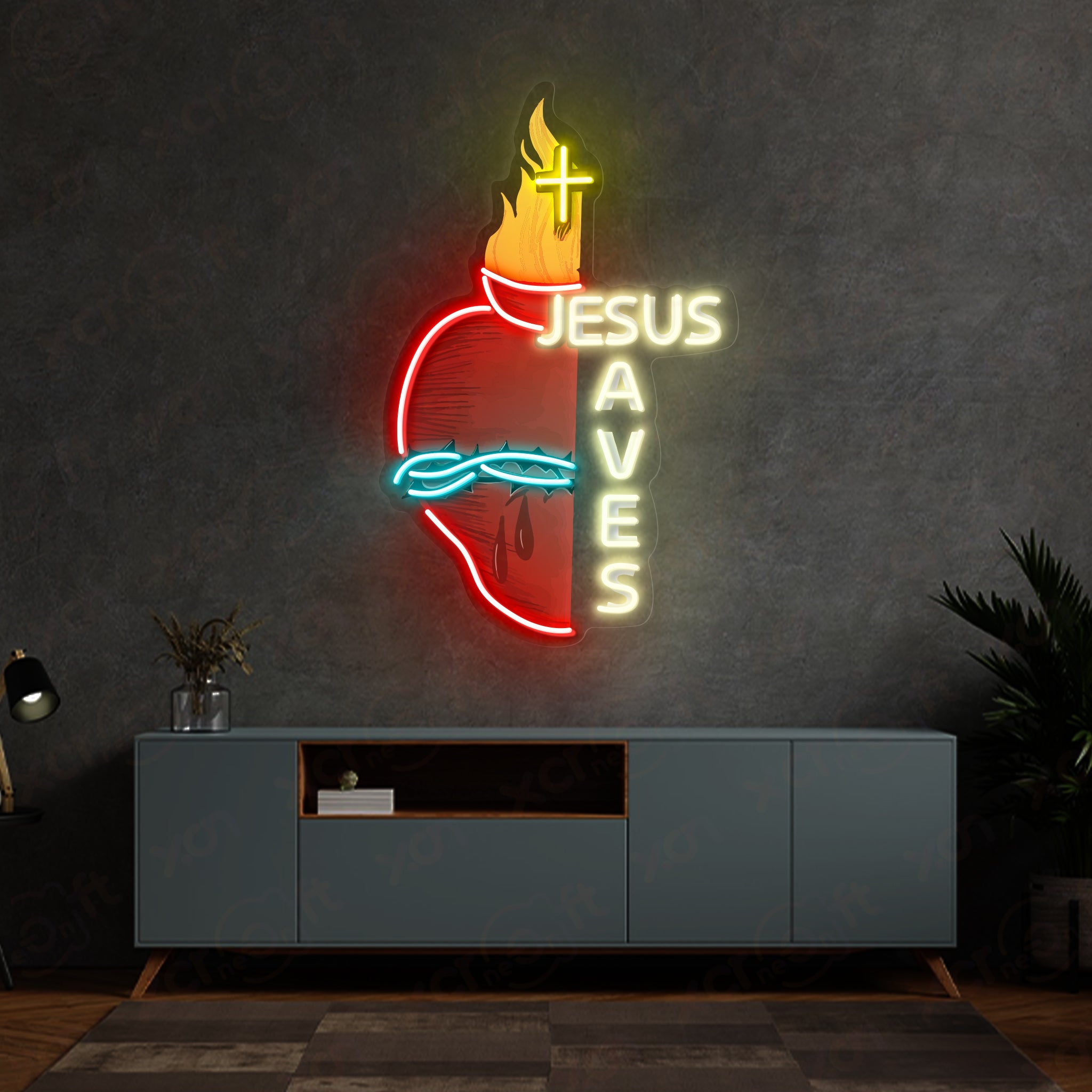 Jesus Saves LED Neon Light