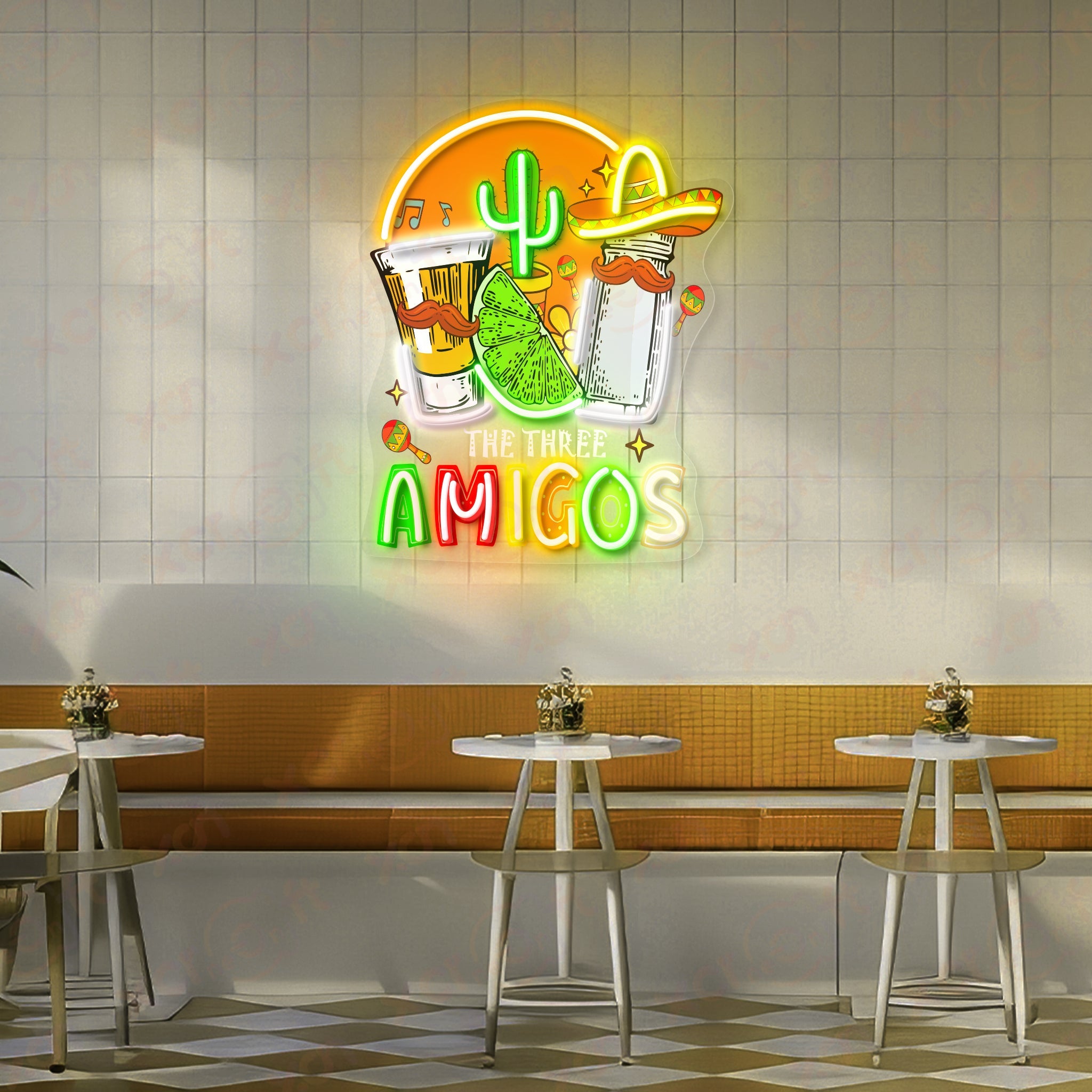 Tequila and Three Amigos 12V LED Neon Light For Bar Decor - Bright for Large Spaces 
