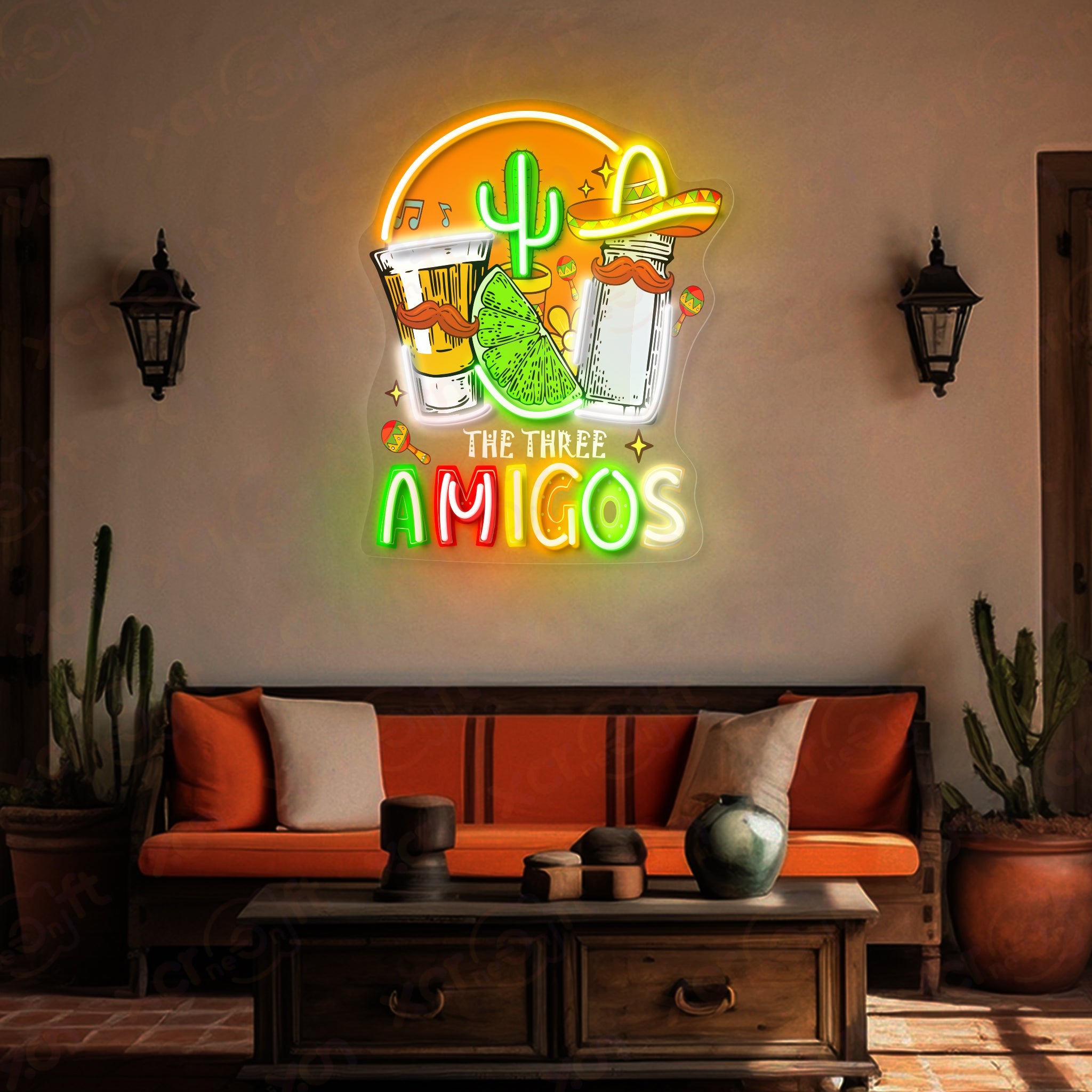 Tequila and Three Amigos 12V LED Neon Light For Bar Decor - Bright for Large Spaces 
