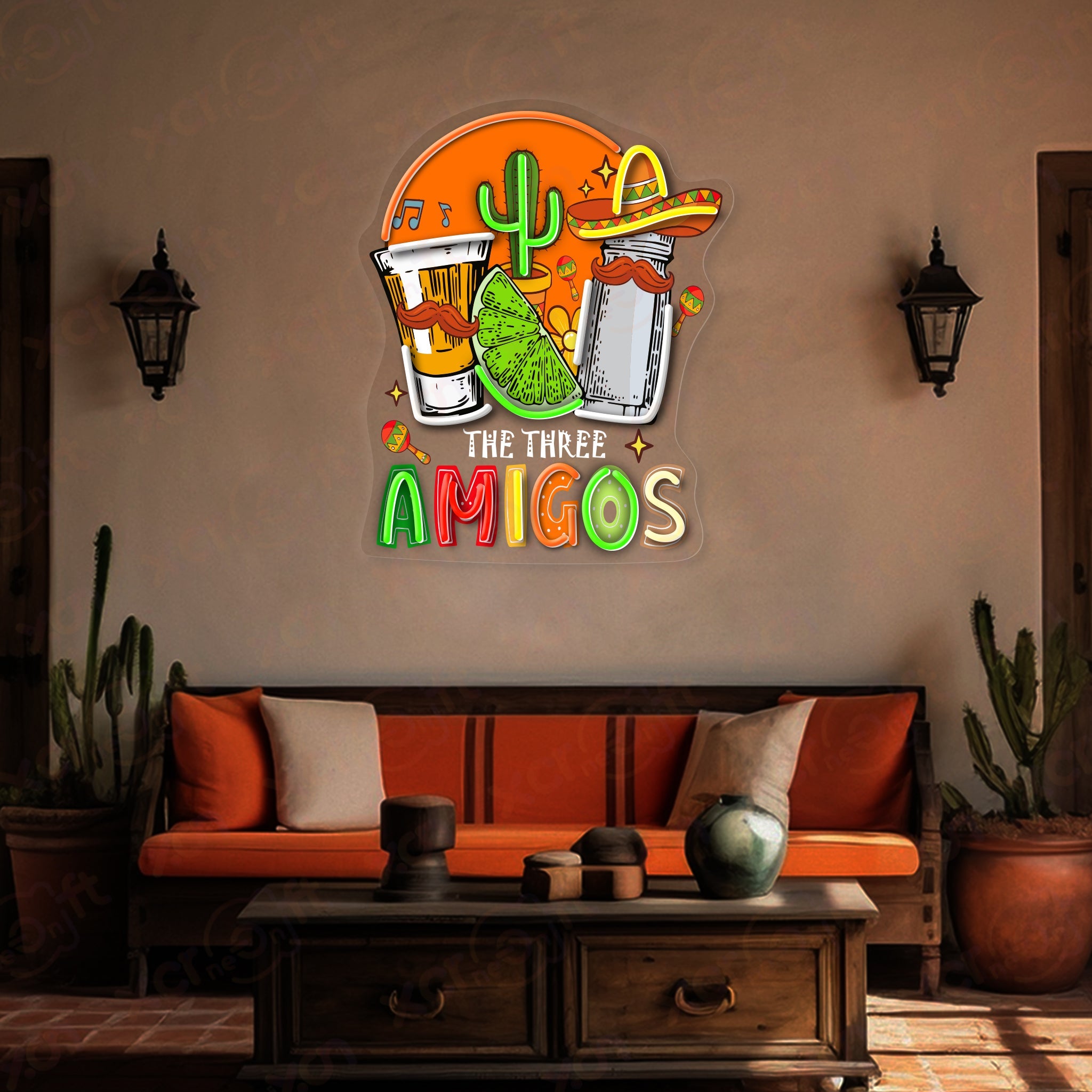 Tequila and Three Amigos 12V LED Neon Light For Bar Decor - Bright for Large Spaces 
