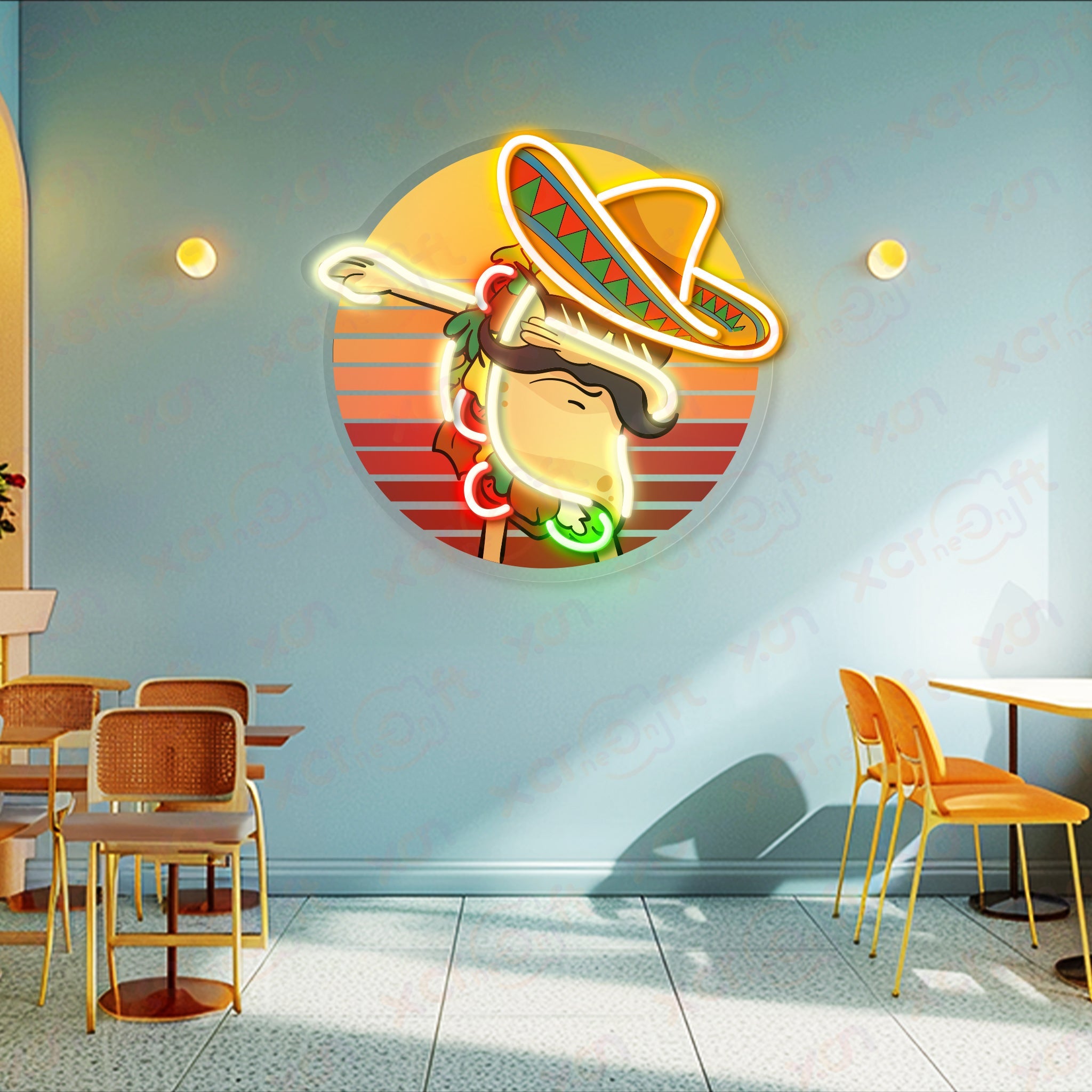 Mexico Dancing Taco 12V LED Neon Sign For Restaurant Decor - Bright for Large Spaces
