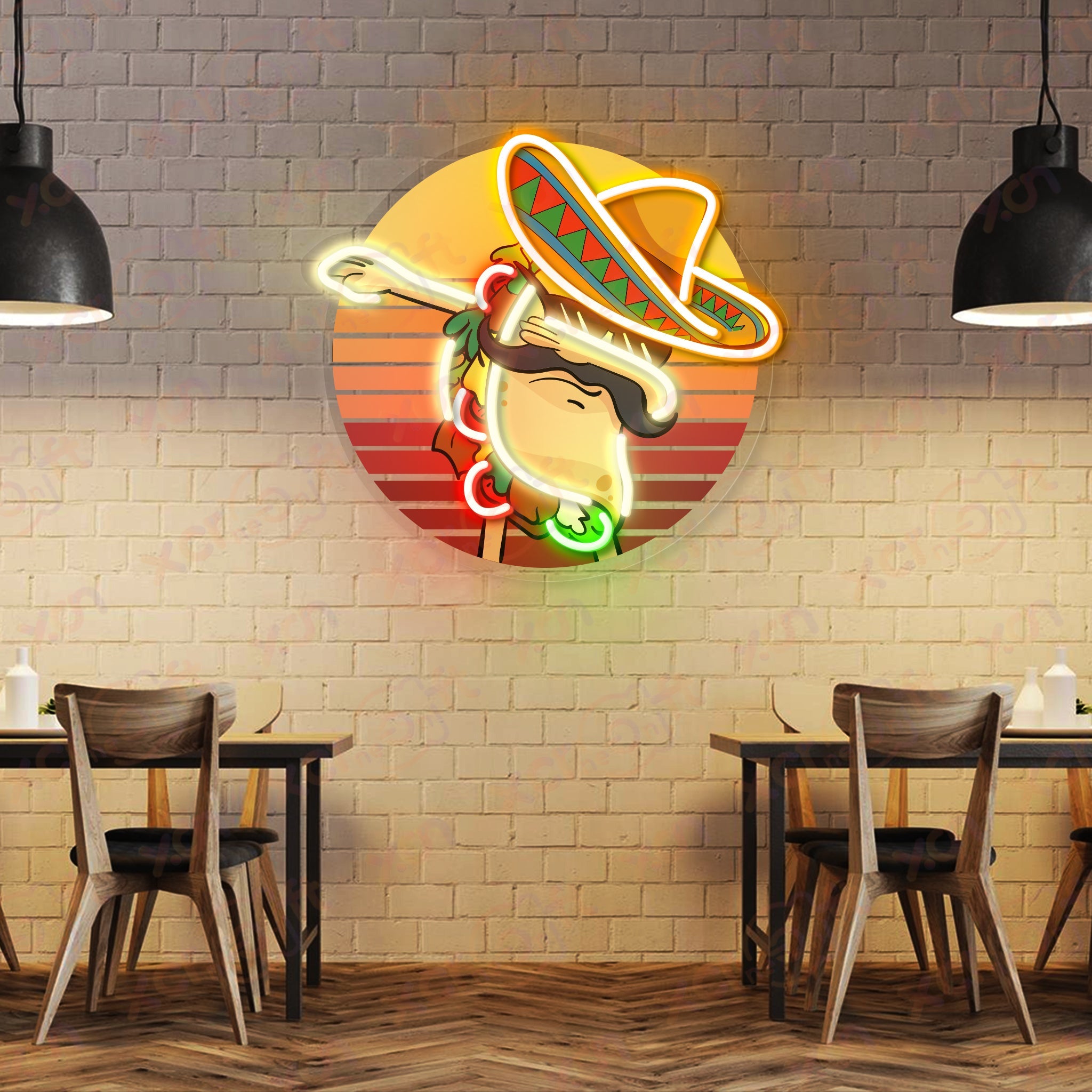 Mexico Dancing Taco 12V LED Neon Sign For Restaurant Decor - Bright for Large Spaces
