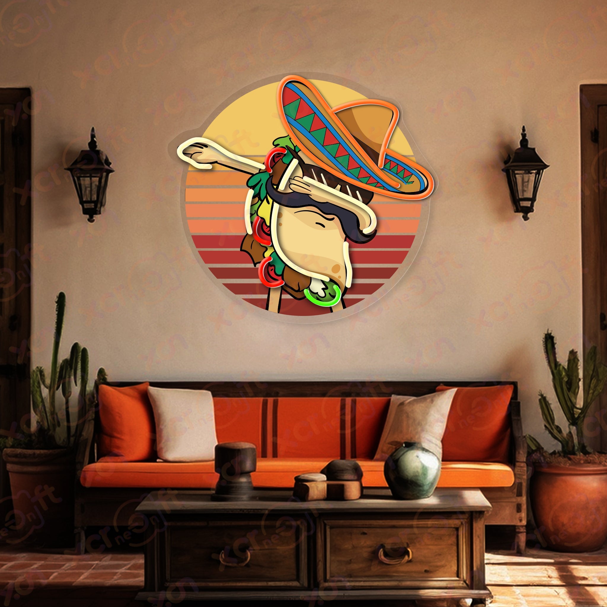 Mexico Dancing Taco 12V LED Neon Sign For Restaurant Decor - Bright for Large Spaces
