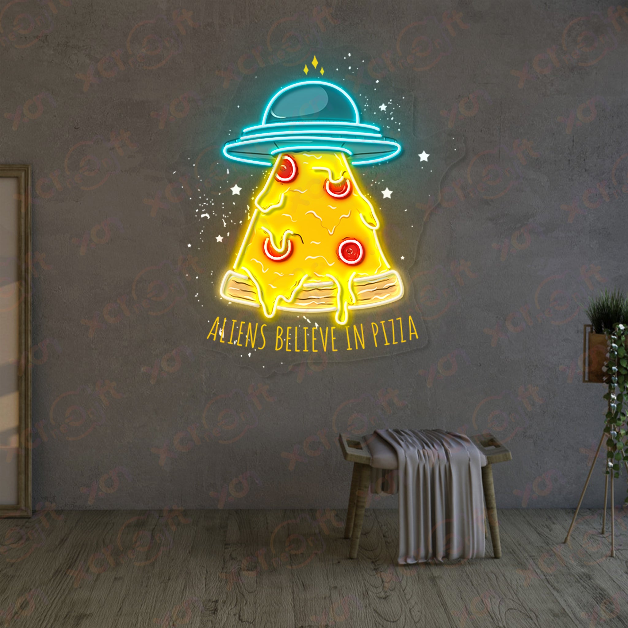 Pizza UFO UV Custom Neon Sign