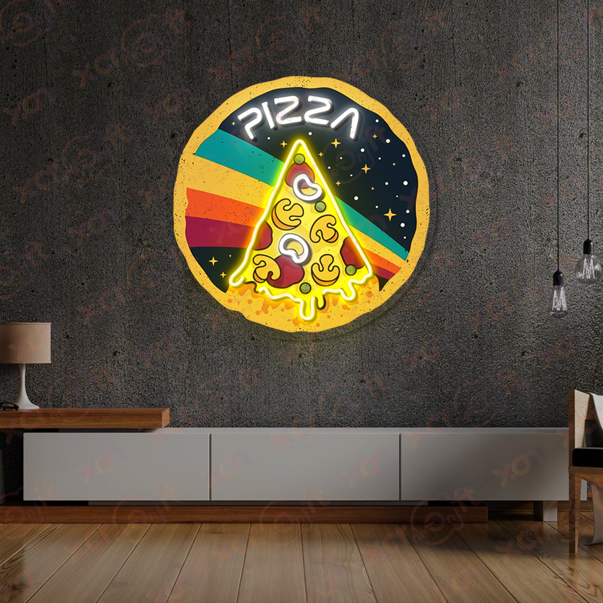 Pizza Spaceship Neon Signs Decoration